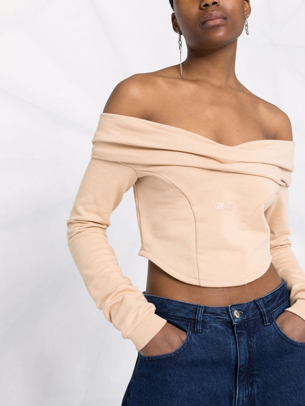 Couture logo-print off-shoulder sweatshirt - 5