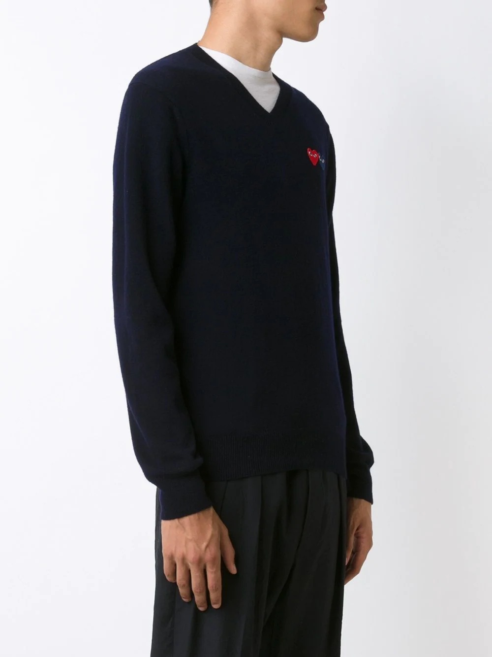 brand logo V neck jumper - 3