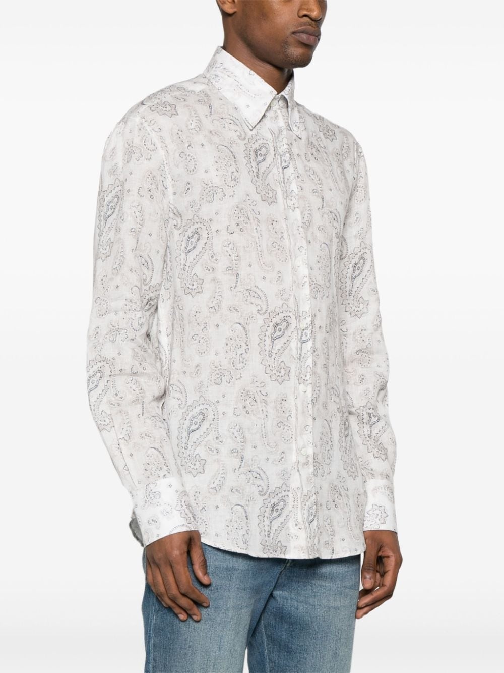 paisley-print linen shirt - 5