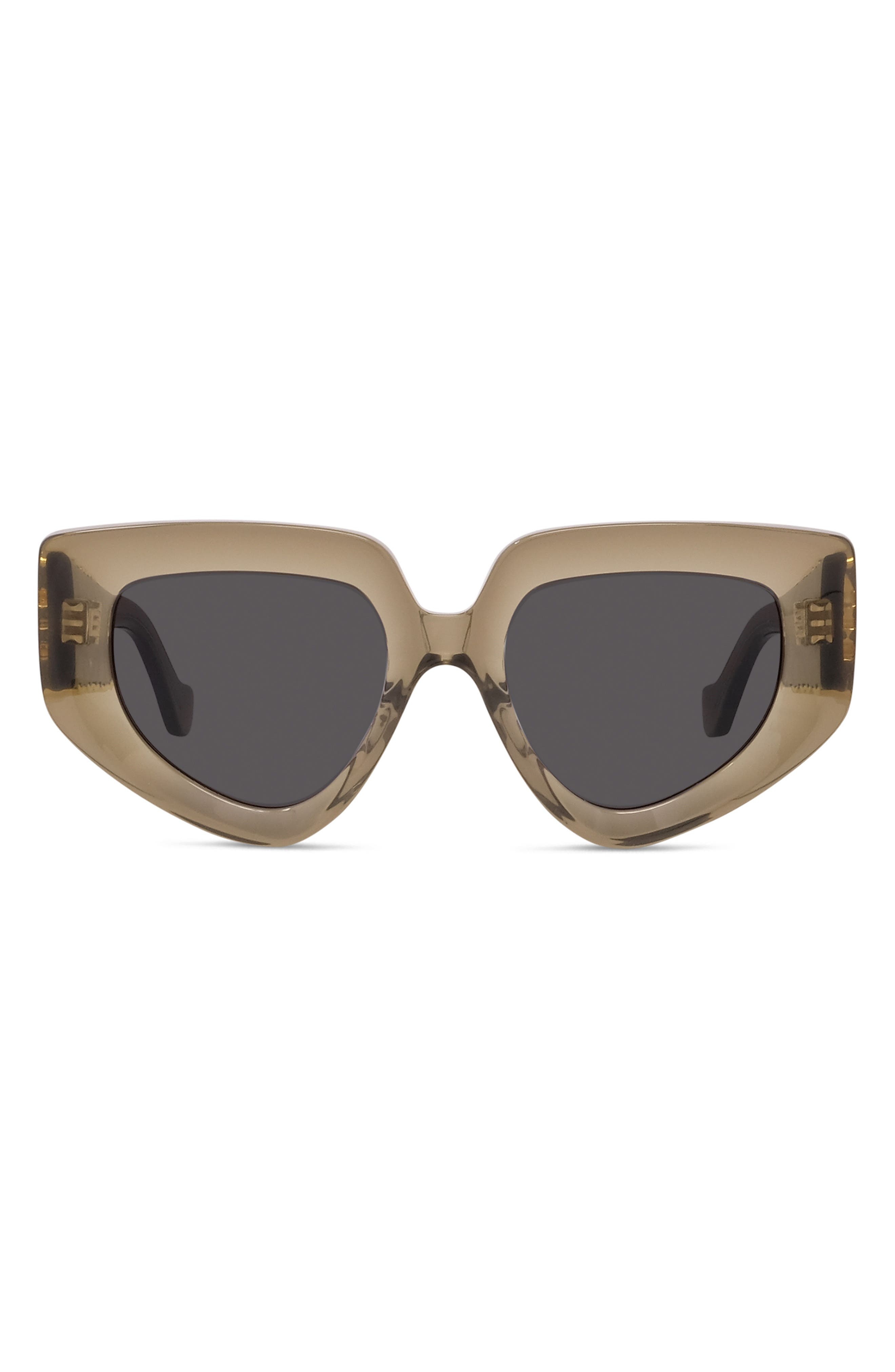 Loewe Anagram 51mm Geometric Sunglasses in Shiny Dark Green /Smoke at Nordstrom - 1