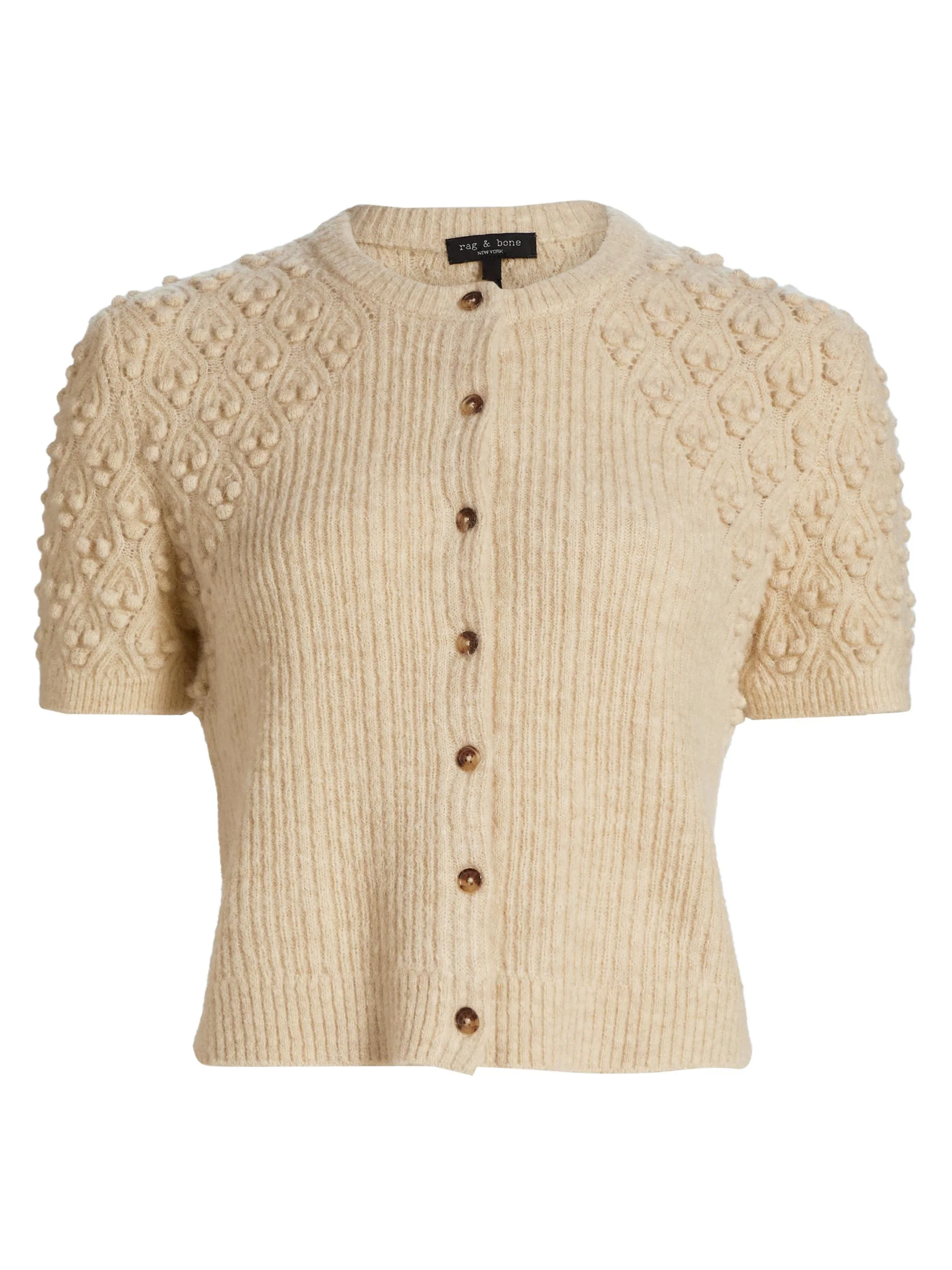Women's Sierra Textured-Knit Short-Sleeve Cardigan - Ivory - 1
