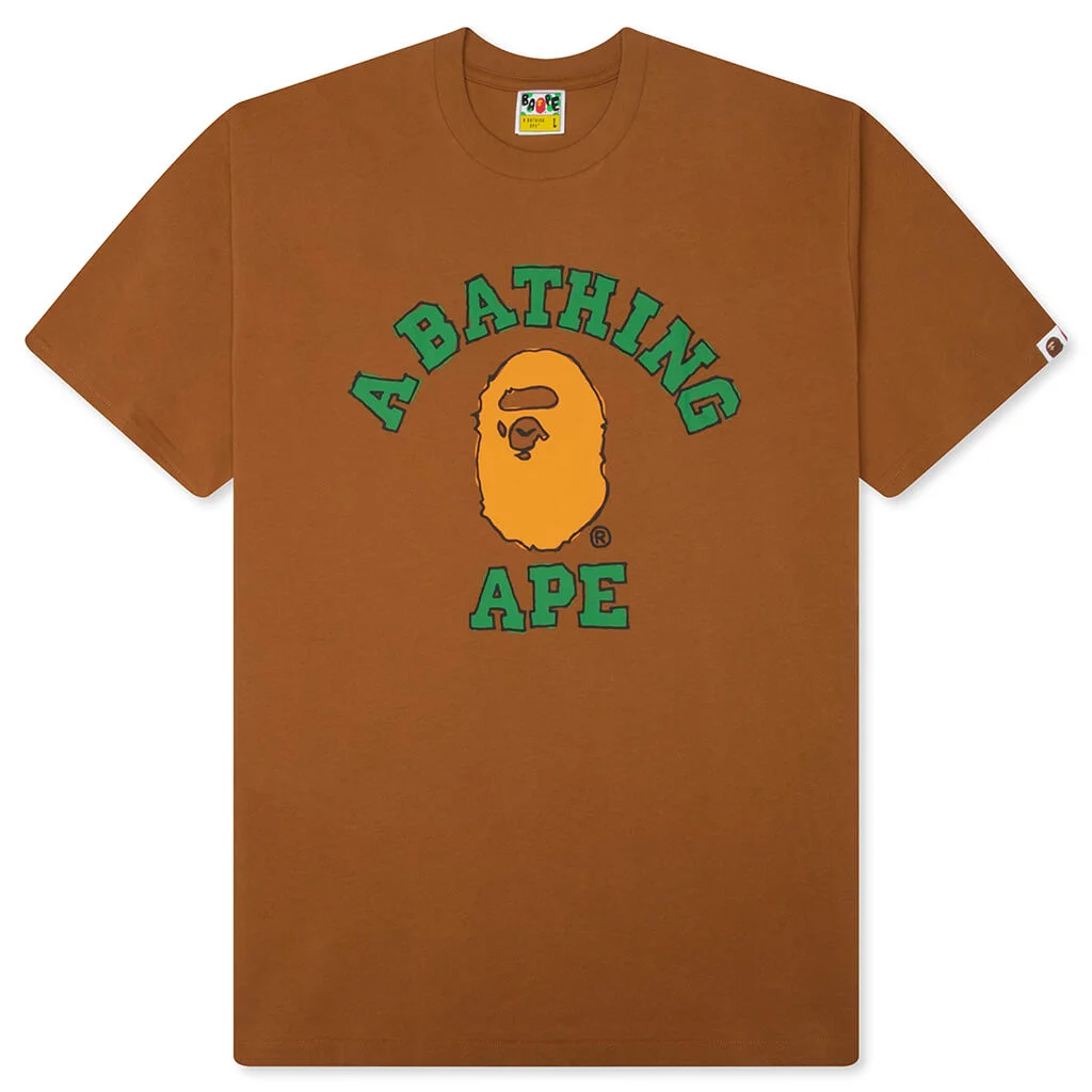 HAND DRAWN COLLEGE RELAXED FIT TEE - BEIGE - 1
