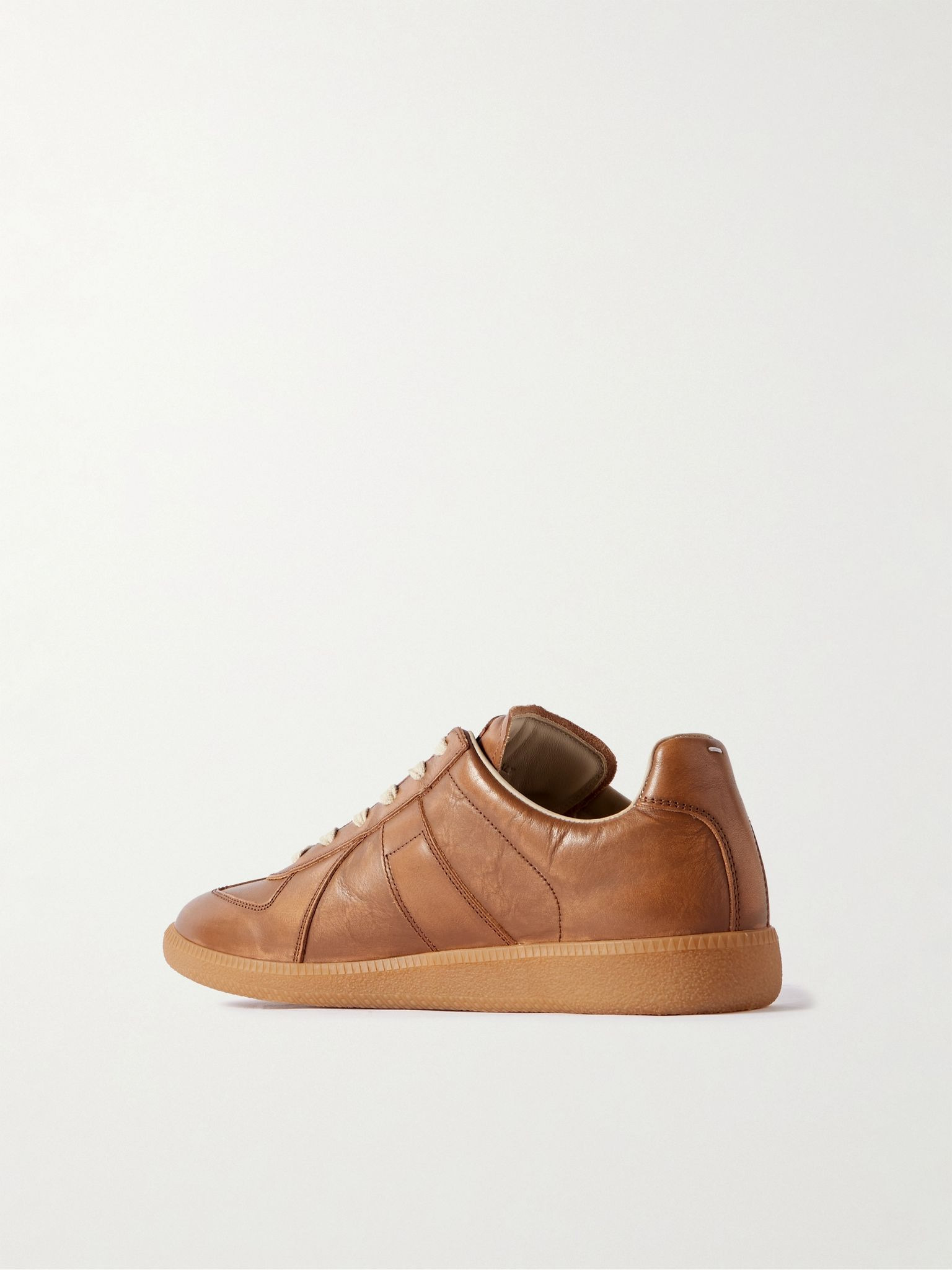 Replica Burnished-Leather Sneakers Tan - 4