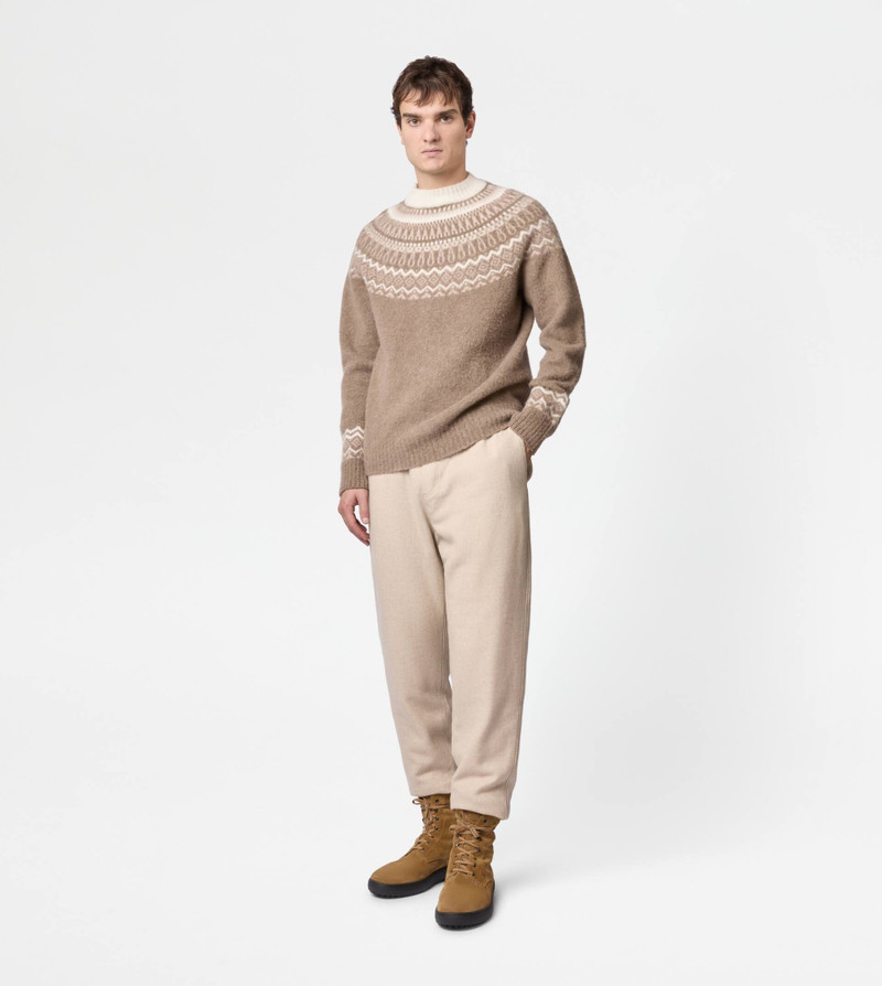 Tod's ROUND-NECK PULLOVER IN WOOL AND CASHMERE - BROWN outlook