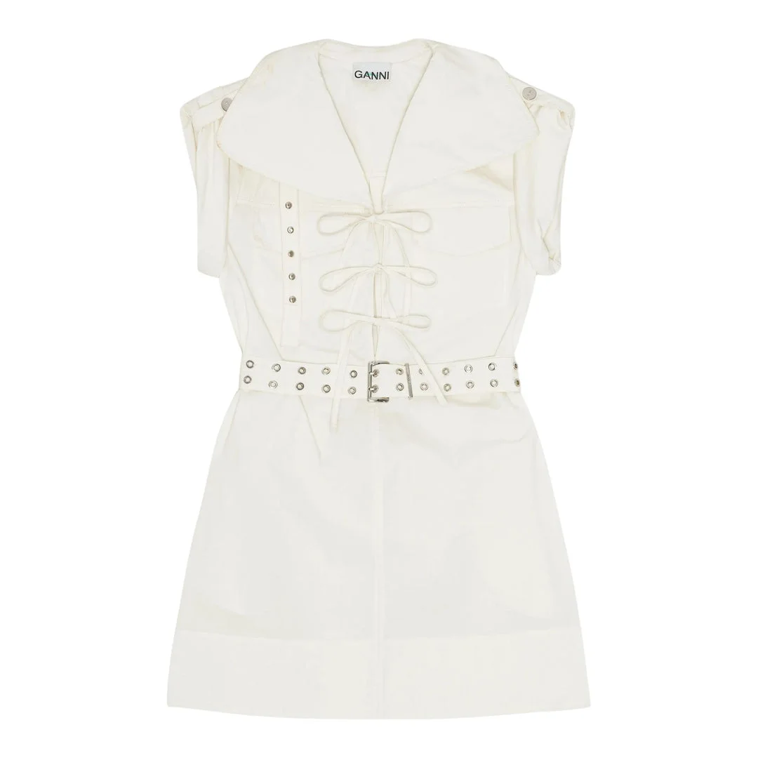 Stretch Cotton Cowl Neck Mini Dress - 1