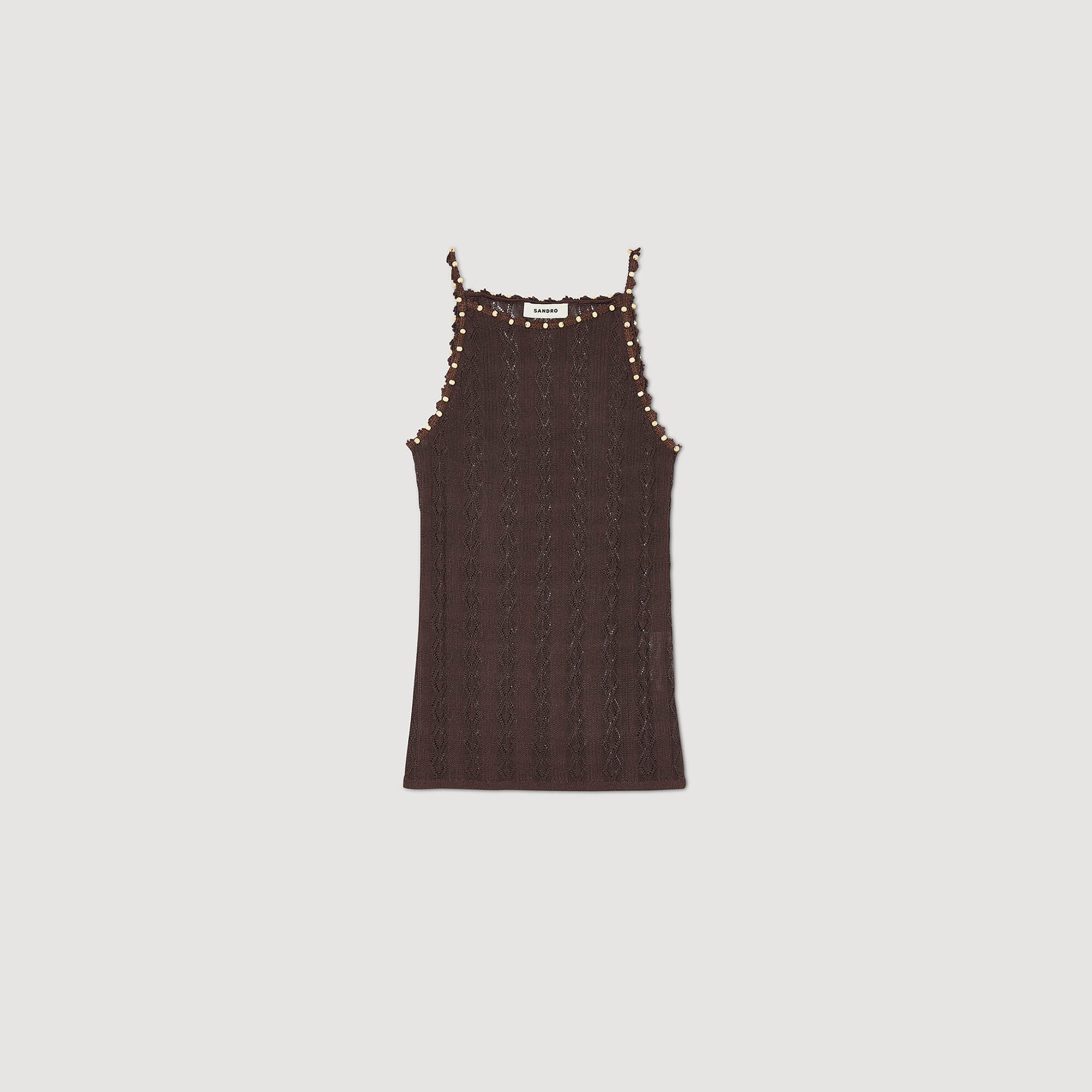 BEADED KNIT VEST TOP - 1