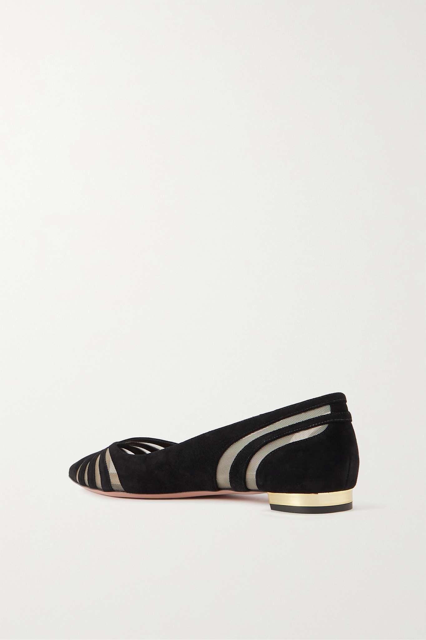 The Spy tulle-trimmed suede ballet flats - 3