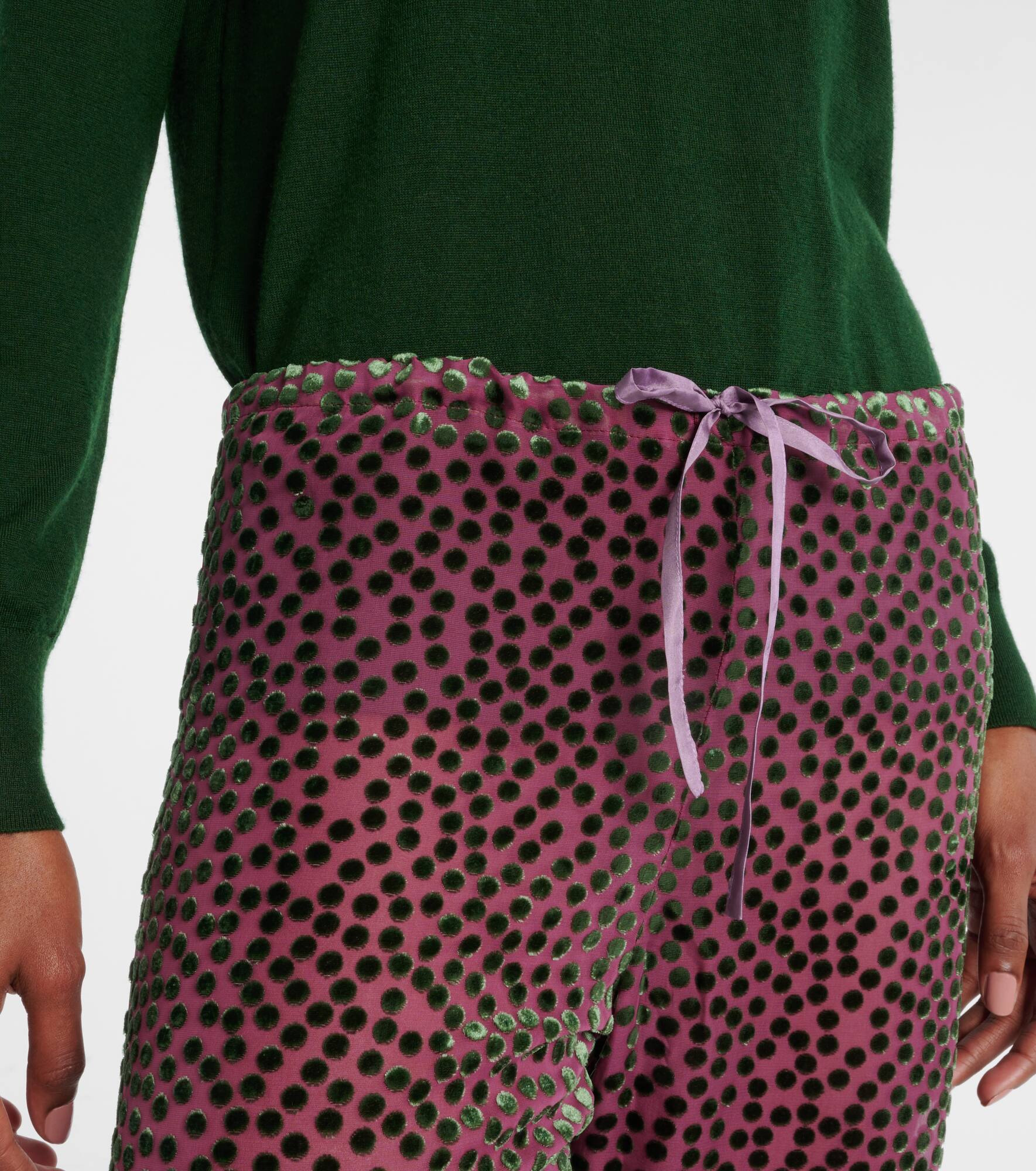 Polka-dot straight pants - 4