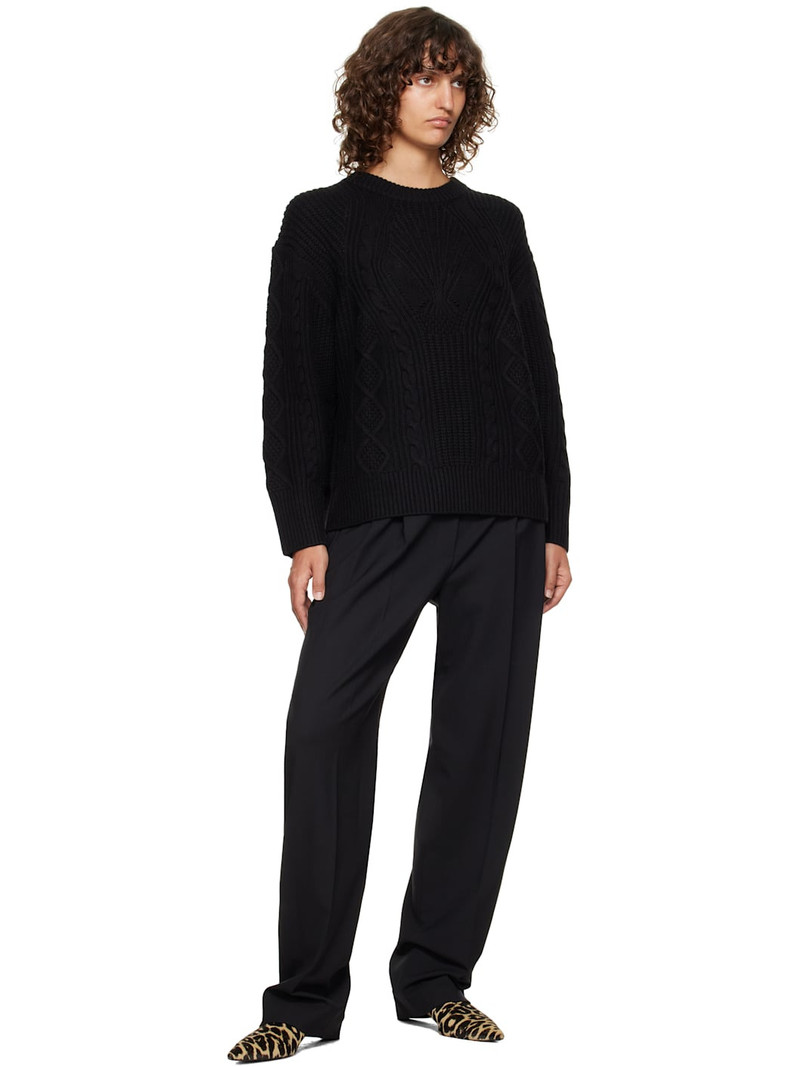 Loulou de Saison Black Silva Cable Knit Sweater outlook