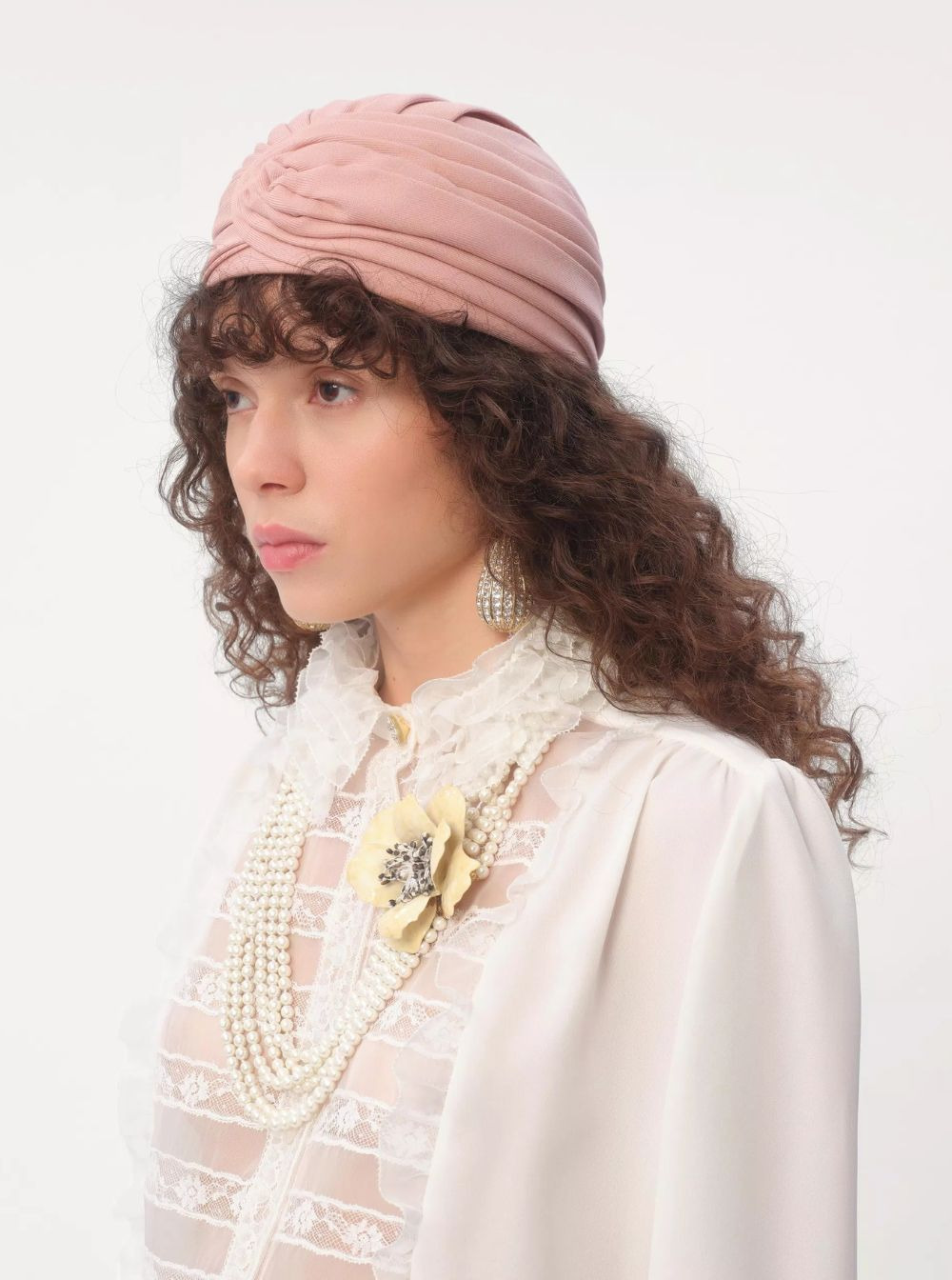 Valentino Garavani Women Pink Headdress Hat With Asymmetrical Design In Pink Virgin Wool Woman - 5