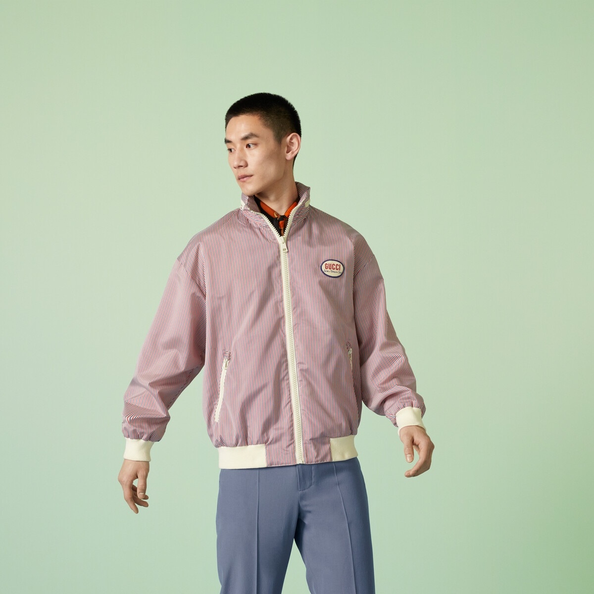 Striped fabric zip jacket - 6