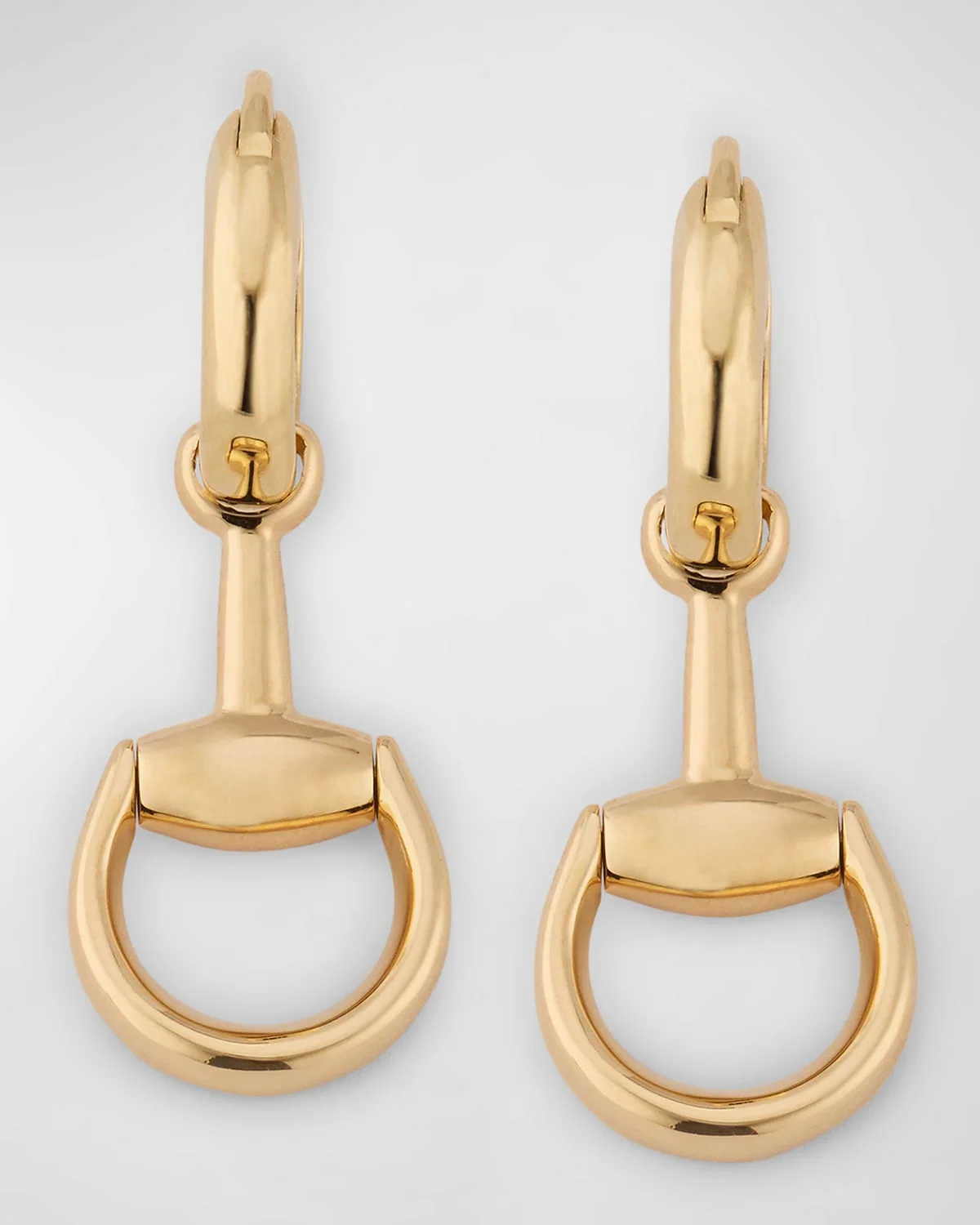 18K Yellow Gold Horsebit Drop Earrings - 1