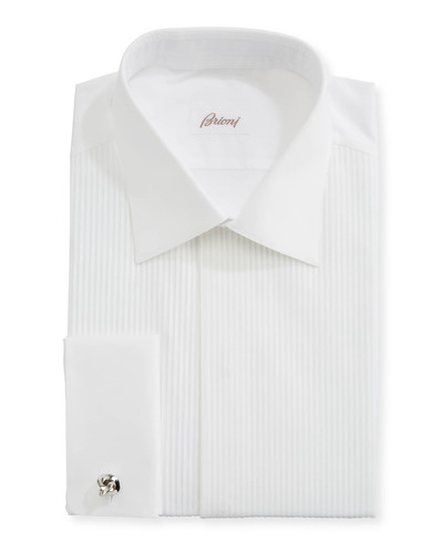 Brioni Pleated Poplin French-Cuff Dress Shirt outlook