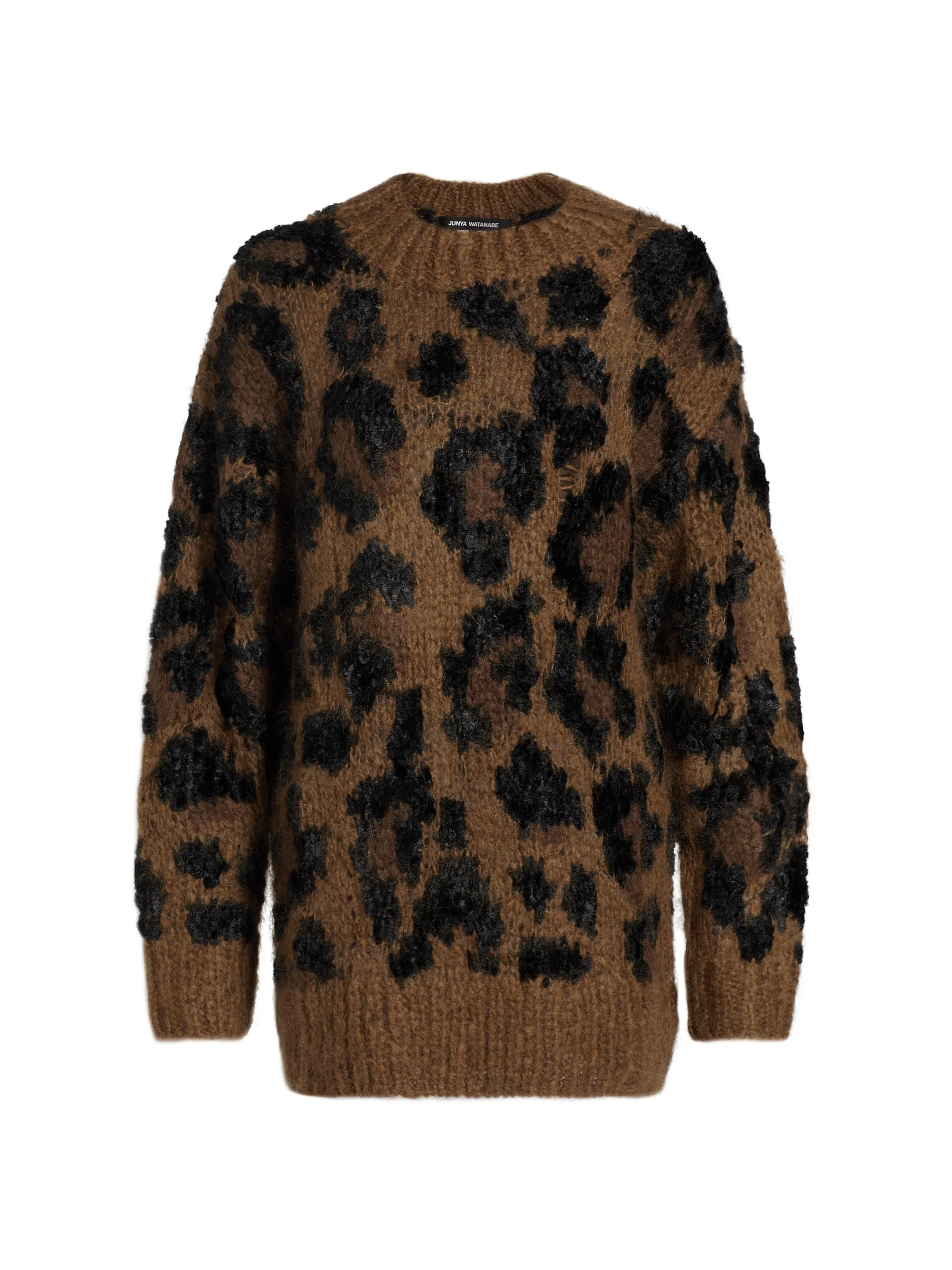 Women's Leopard Pattern Wool-Blend Sweater - Beige - 1