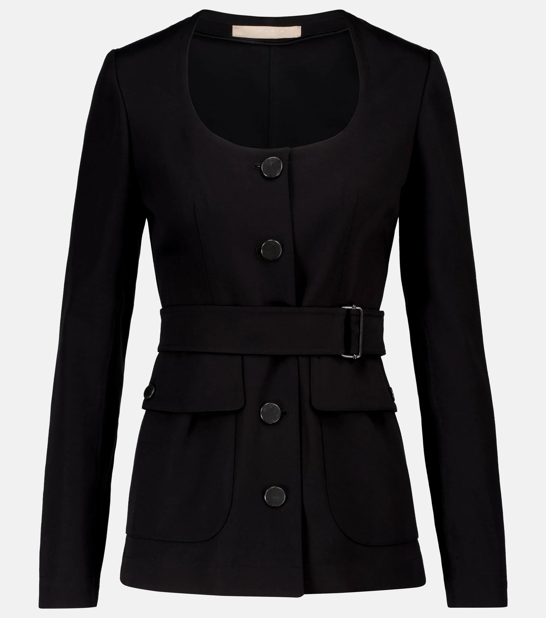 Belted cotton gabardine jacket - 1