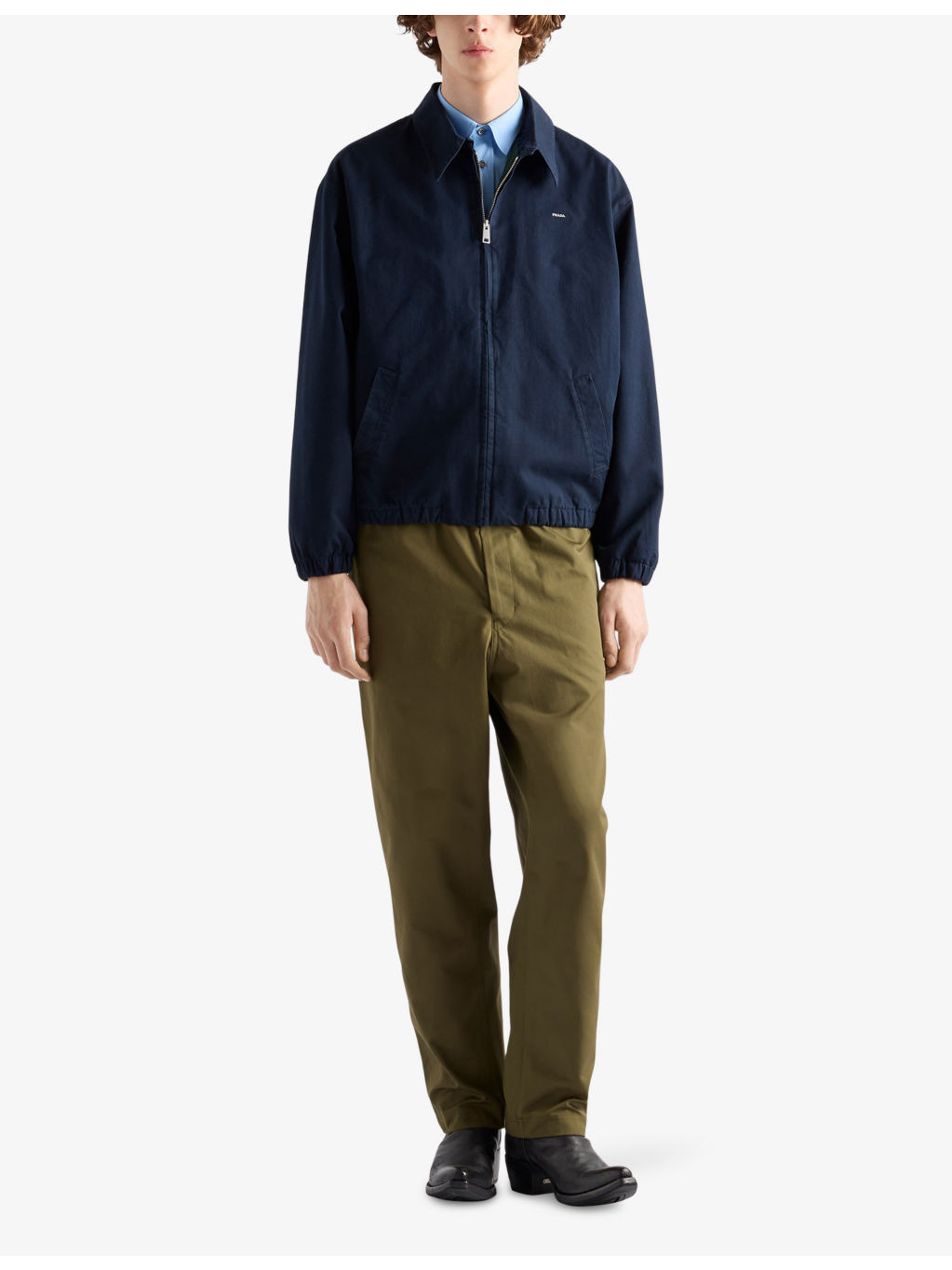 Pointed-Collar Logo-Print Cotton jacket - 2