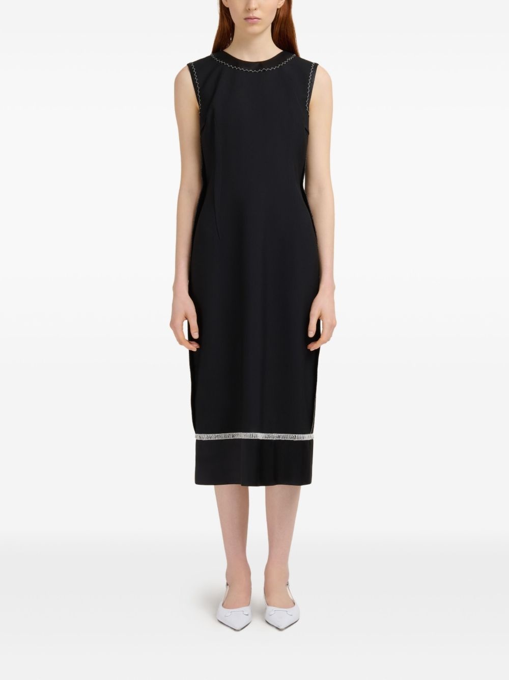 stitched-detail sleeveless midi dress - 2