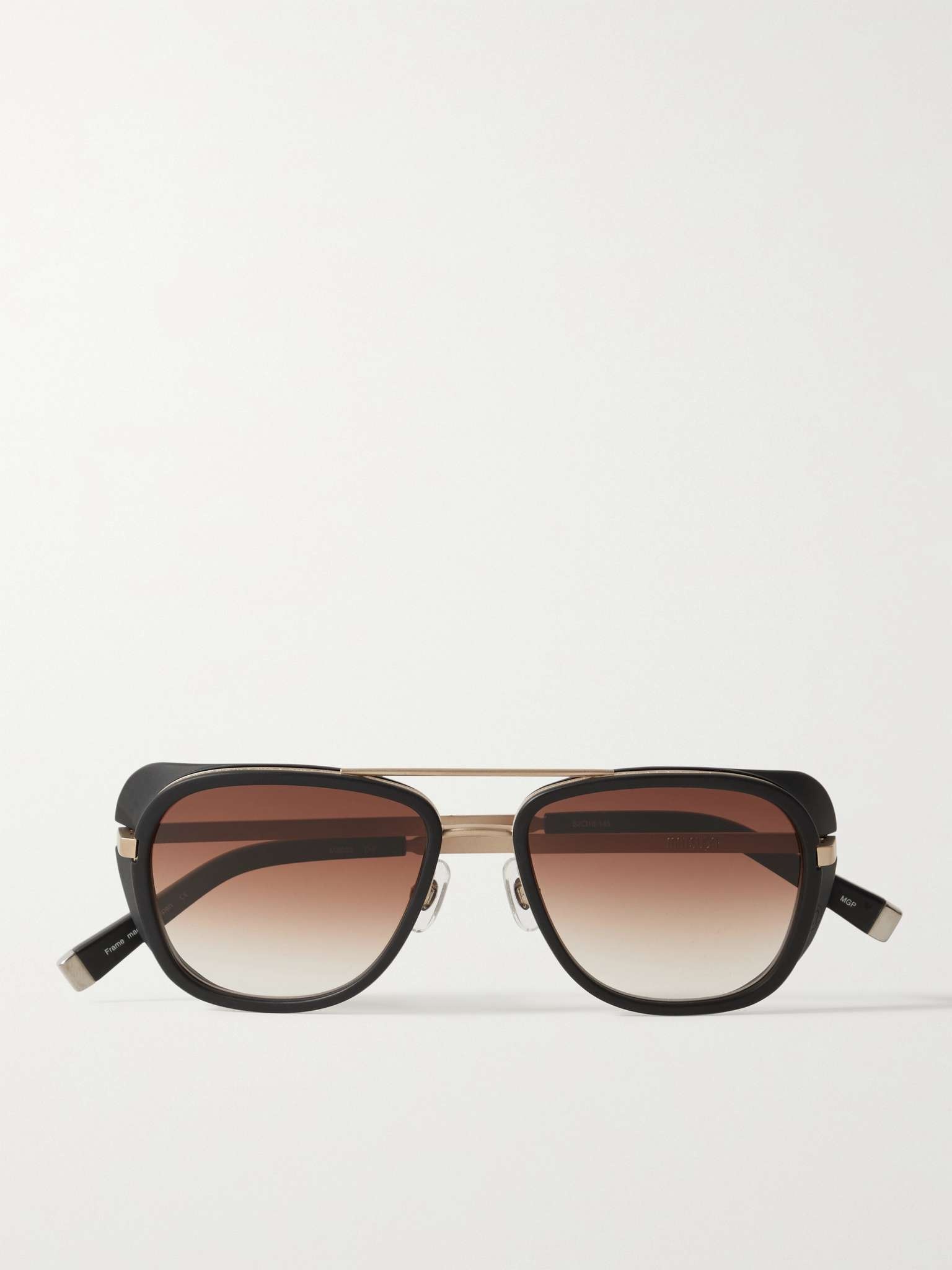 Aviator-Style Acetate and Gold-Tone Titanium Sunglasses - 1