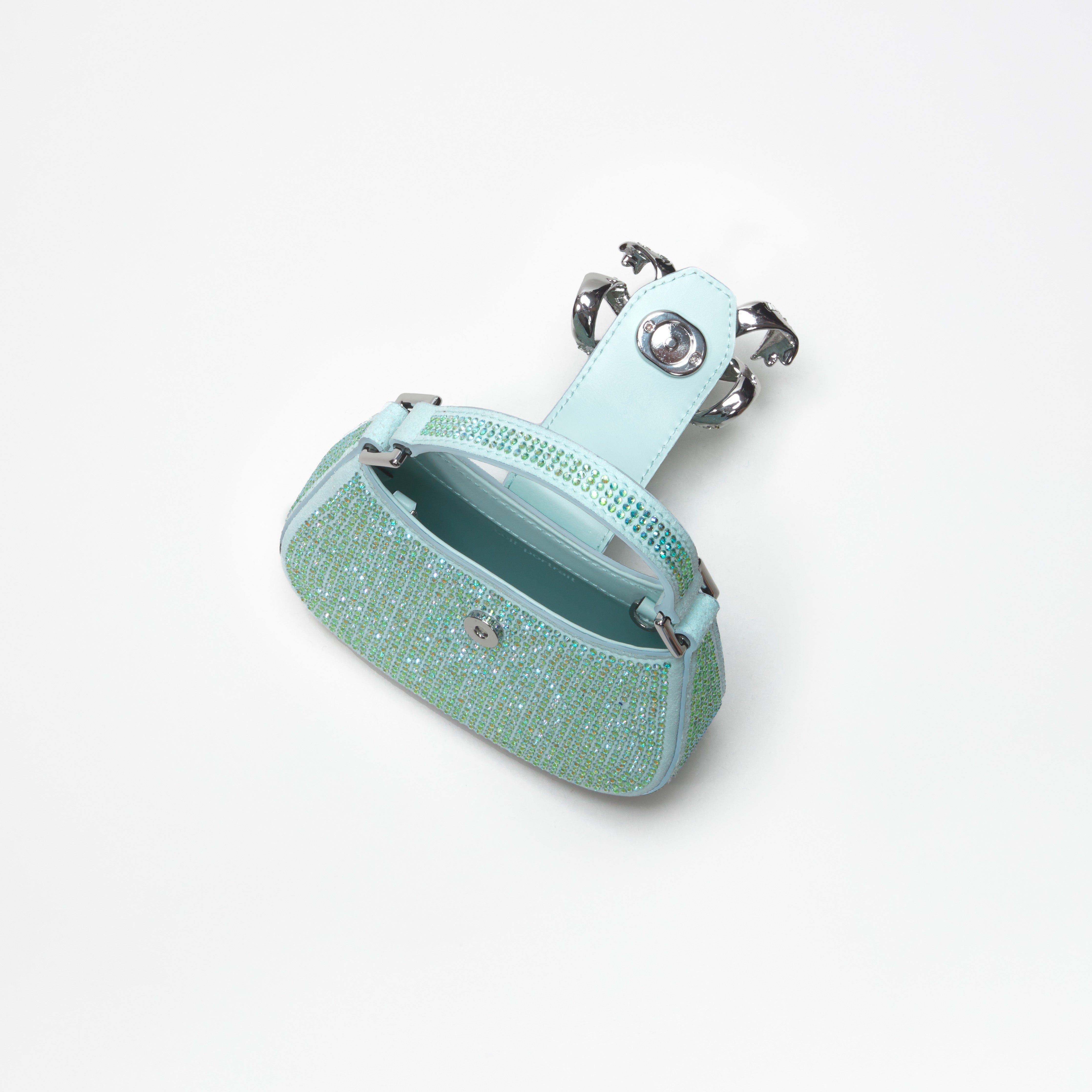 Green Rhinestone Crescent Bow Micro Bag - 5