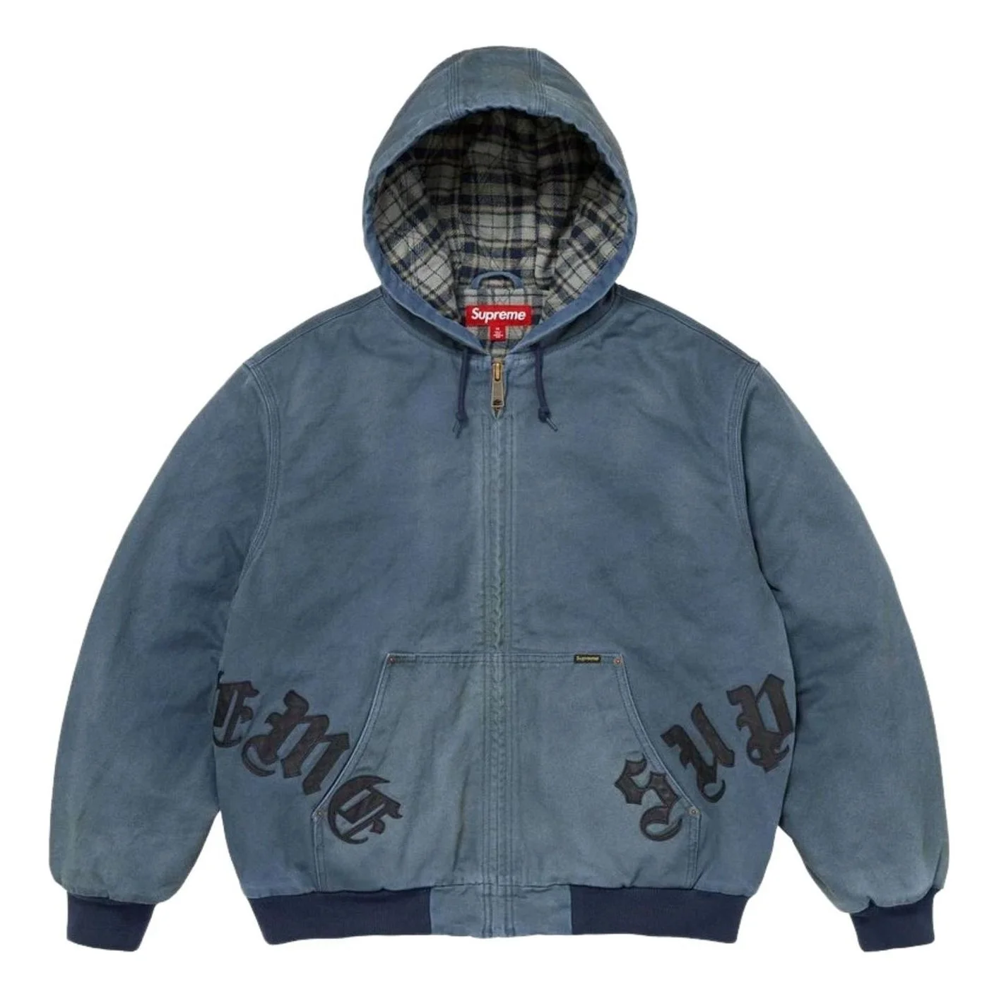Supreme FW26 Leather Appliqué Hooded Work Jacket 'Navy' SUP-FW26-063-NVY - 1