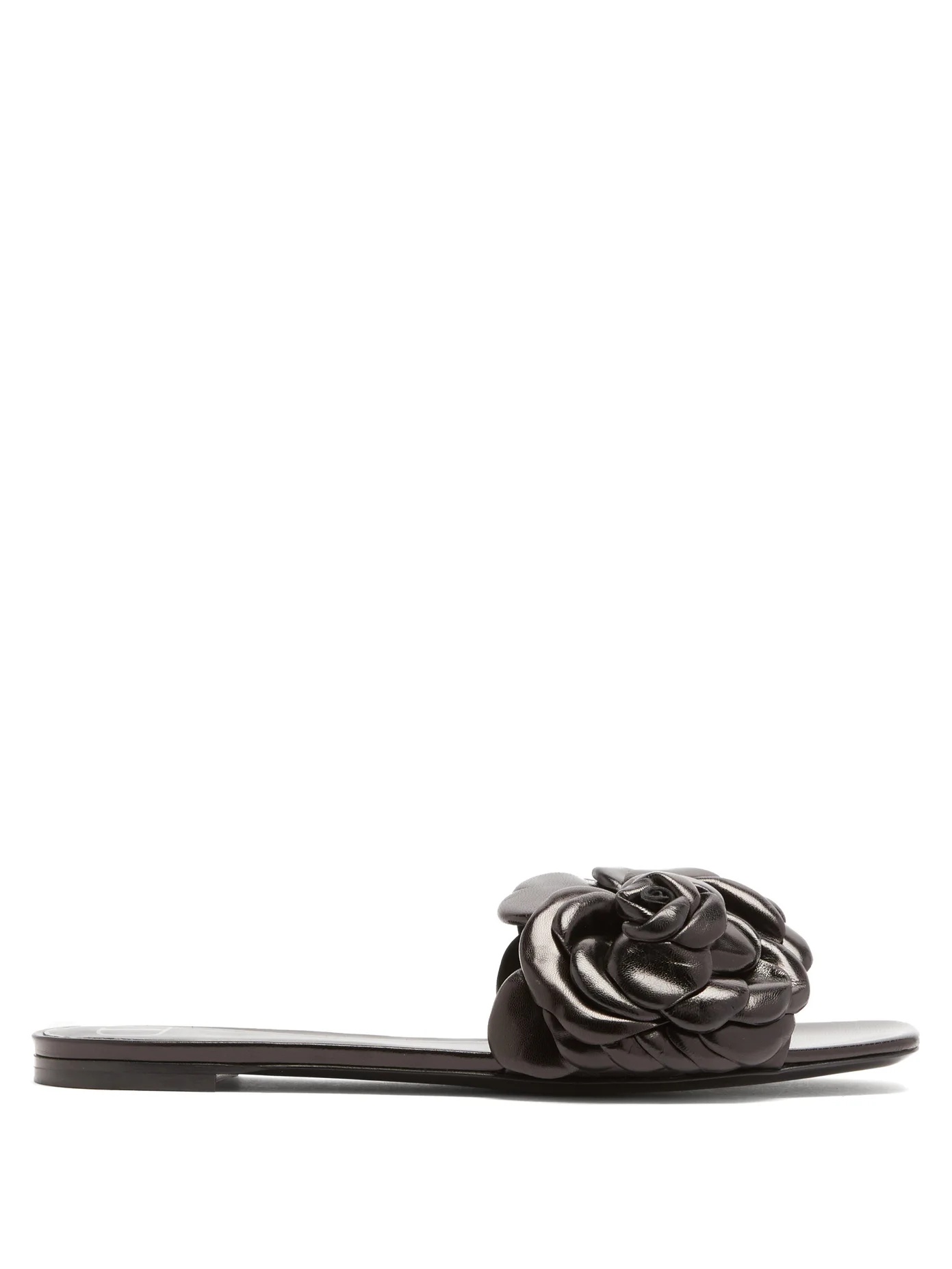 Atelier petal-embellished leather slides - 1