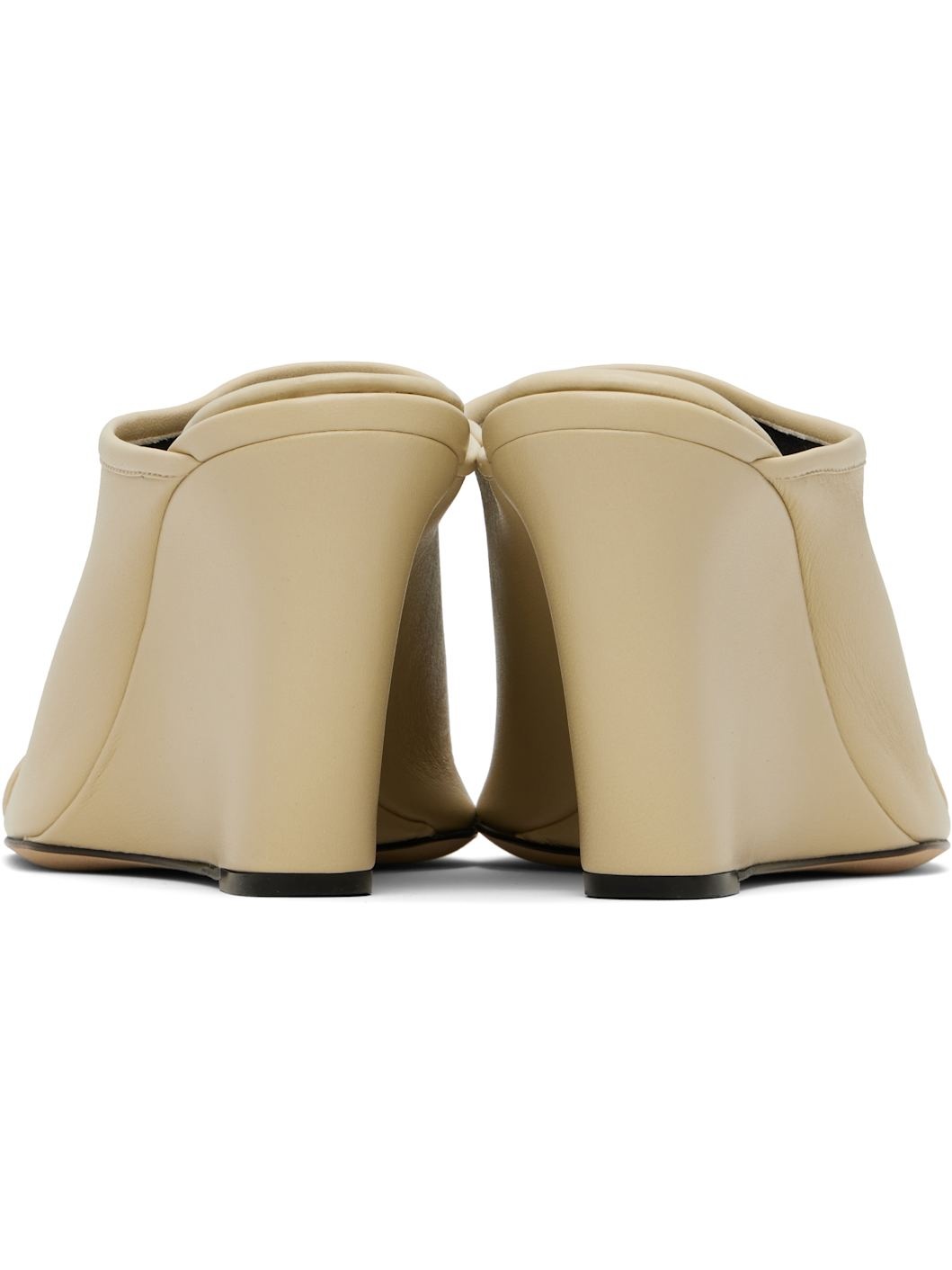 Beige 75mm Stretch Mules - 2
