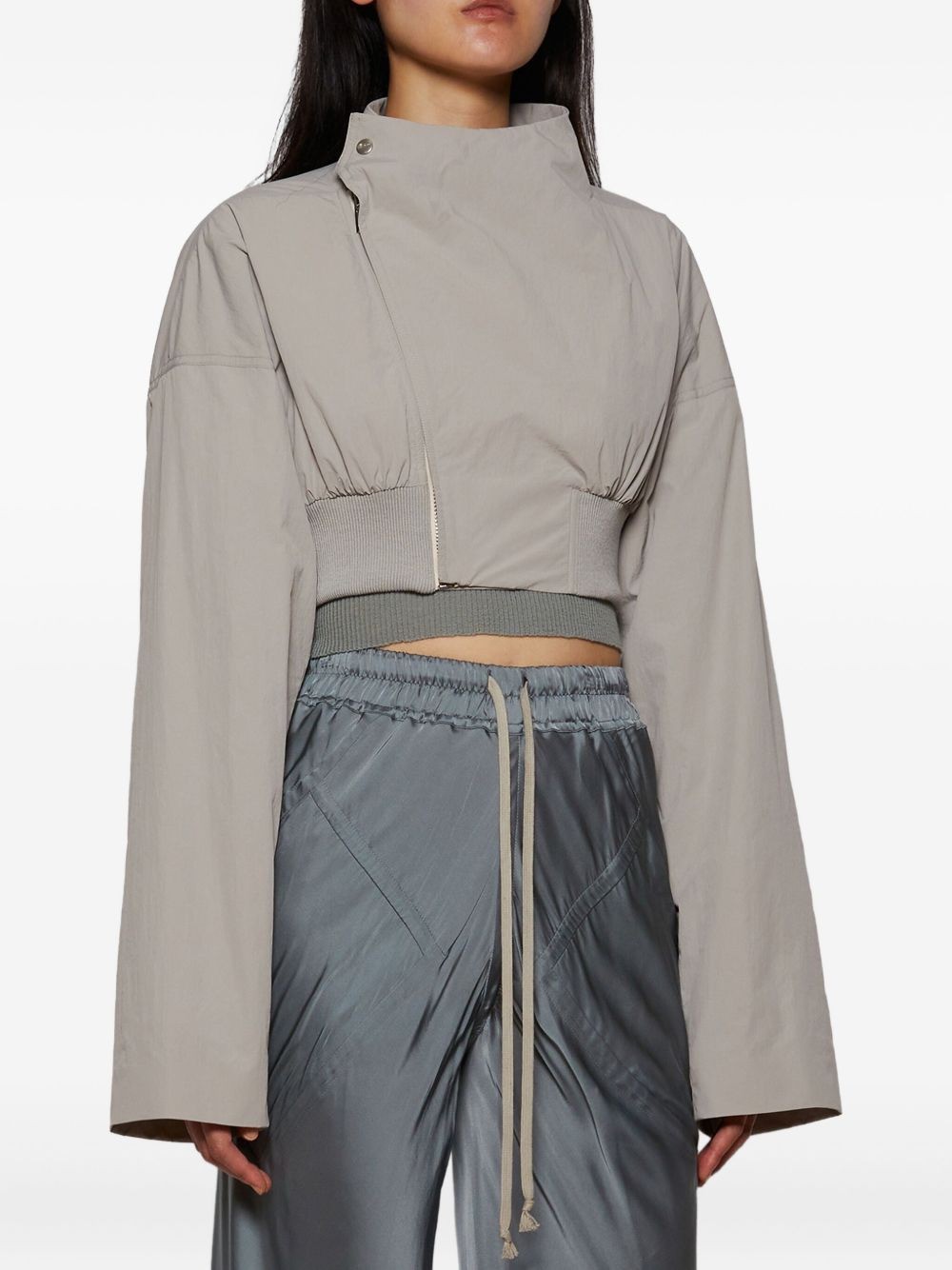 cropped zip-front bomber jacket - 3