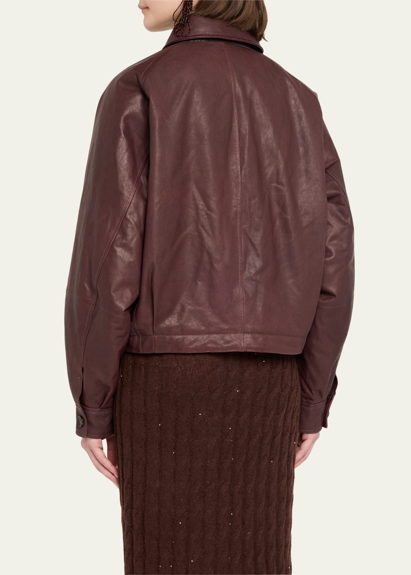 Brunello Cucinelli Vintage Napa Leather Jacket outlook