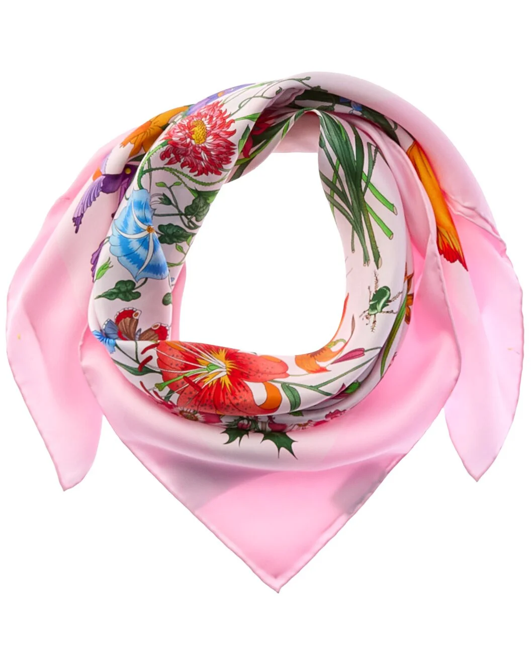 Gucci Printed Flora Silk Twill Carre - 1