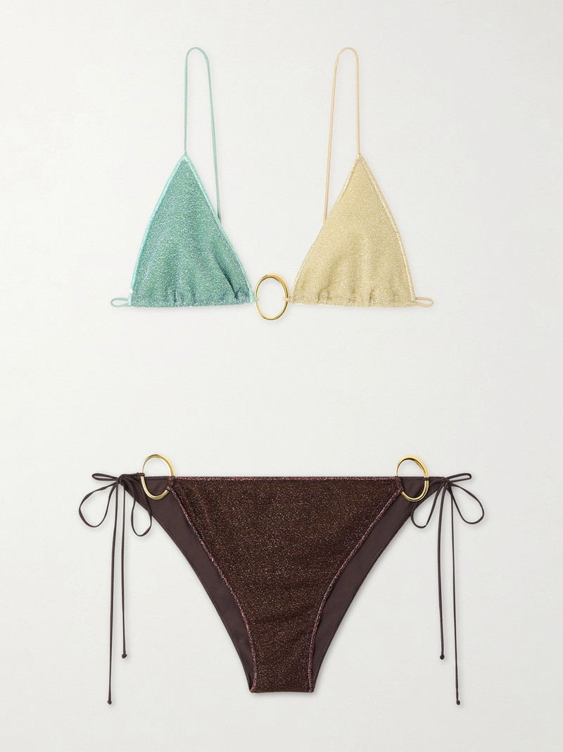 Lumière O Kini Embellished Lurex Triangle Bikini 1