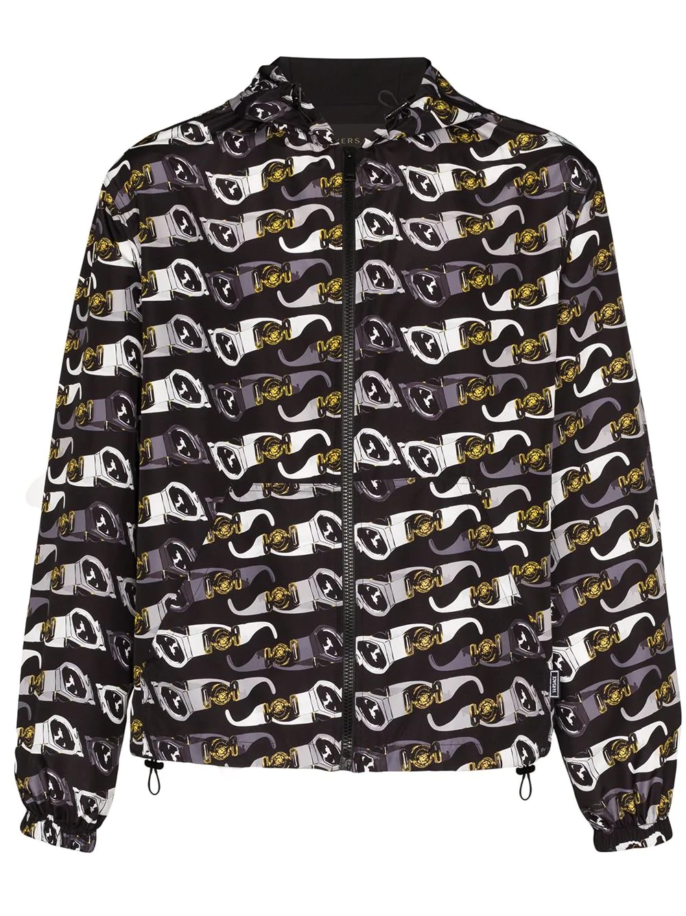 hooded sunglasses-print jacket - 1