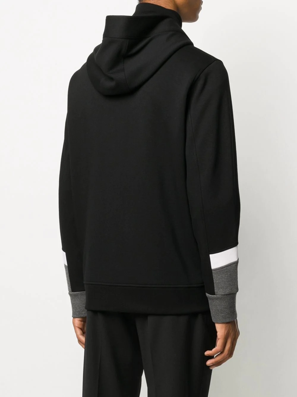 panelled sleeves zipped hoodie - 4