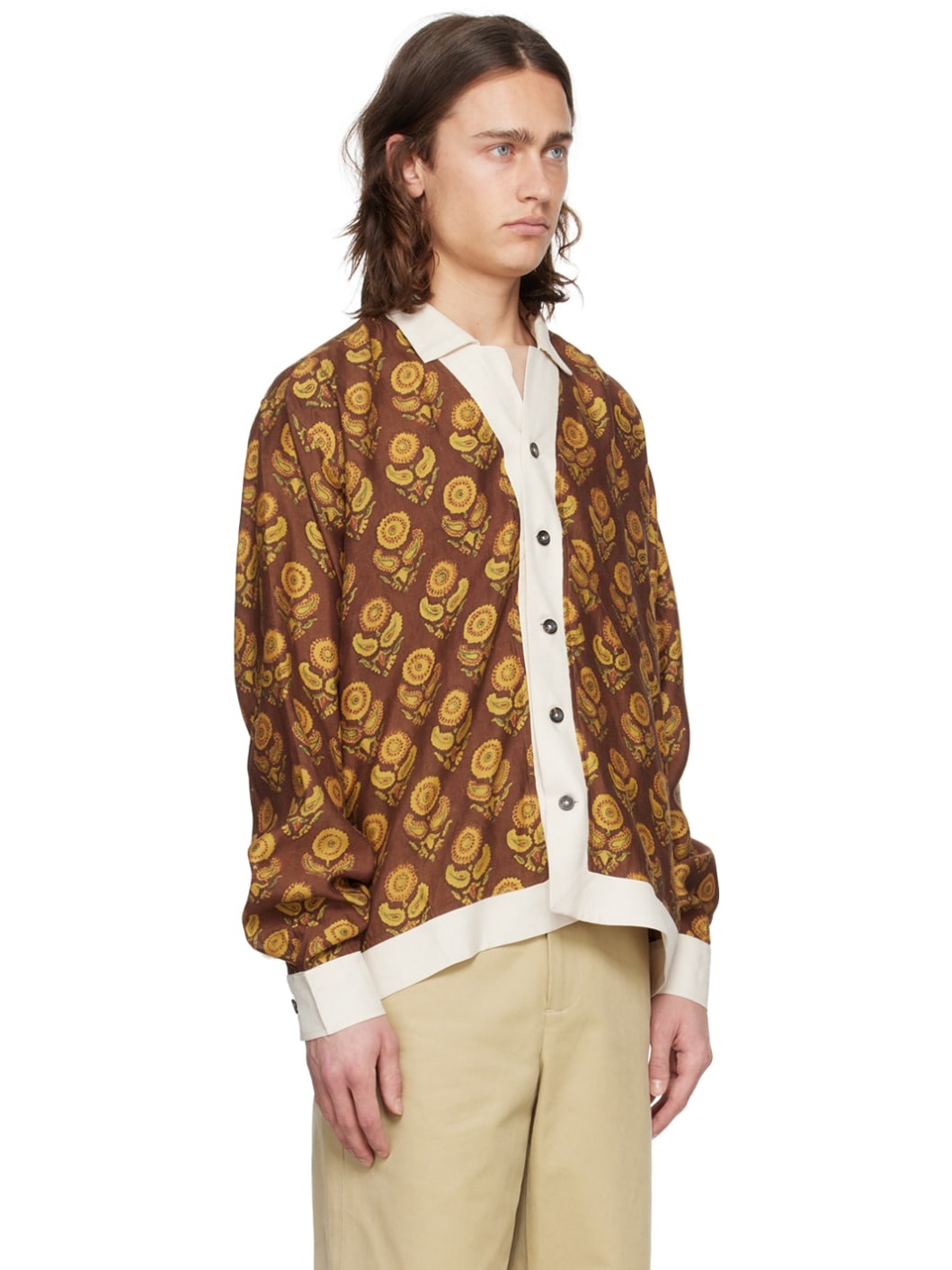 Brown & Yellow Paneled Shirt - 2