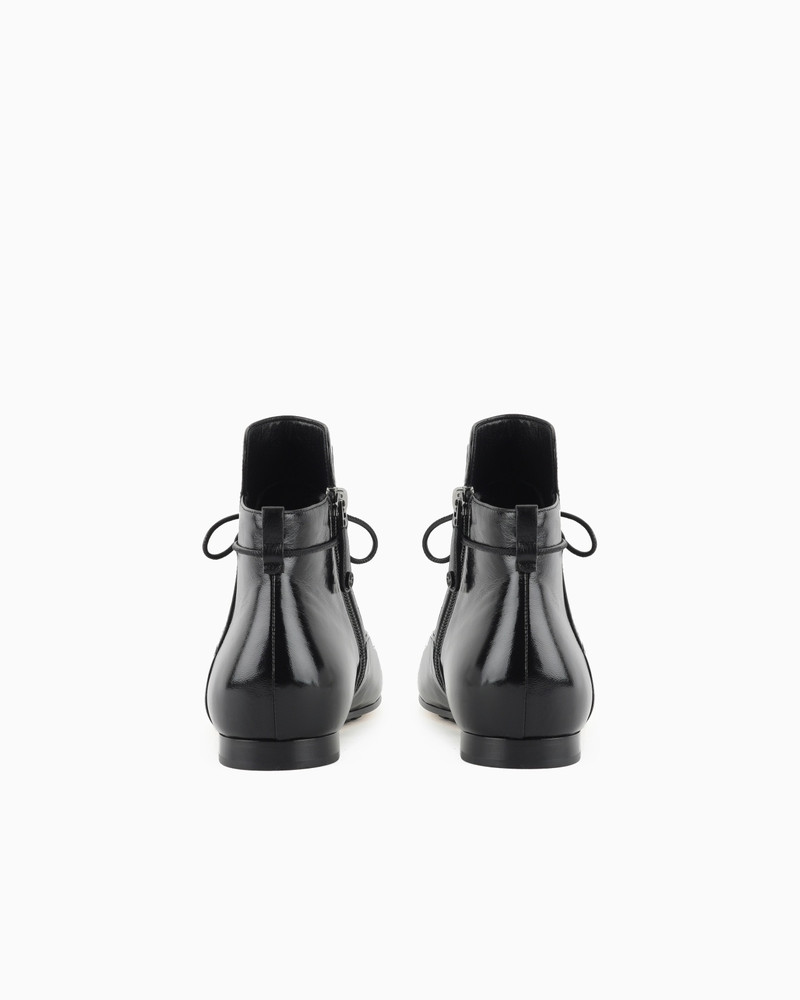 GIORGIO ARMANI TEXTURED PATENT-LEATHER ANKLE BOOTS outlook