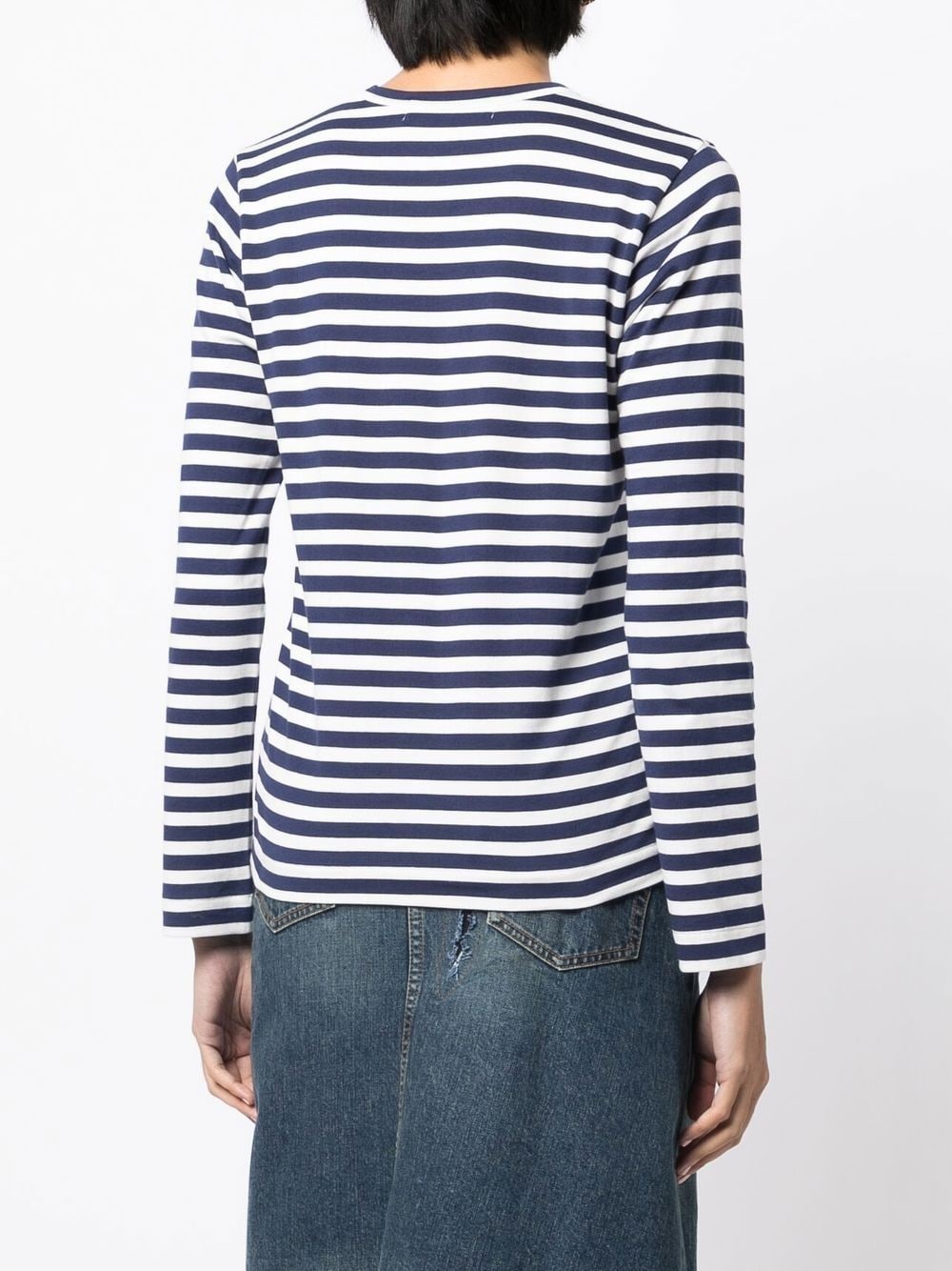 stripe-pattern logo-patch T-shirt - 4