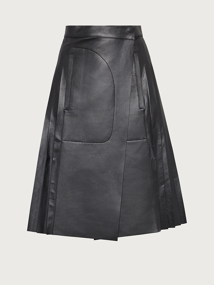 LEATHER WRAP SKIRT - 3