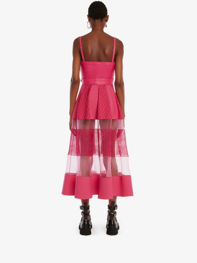 Leather Zip Corset in Bobby Pink - 4