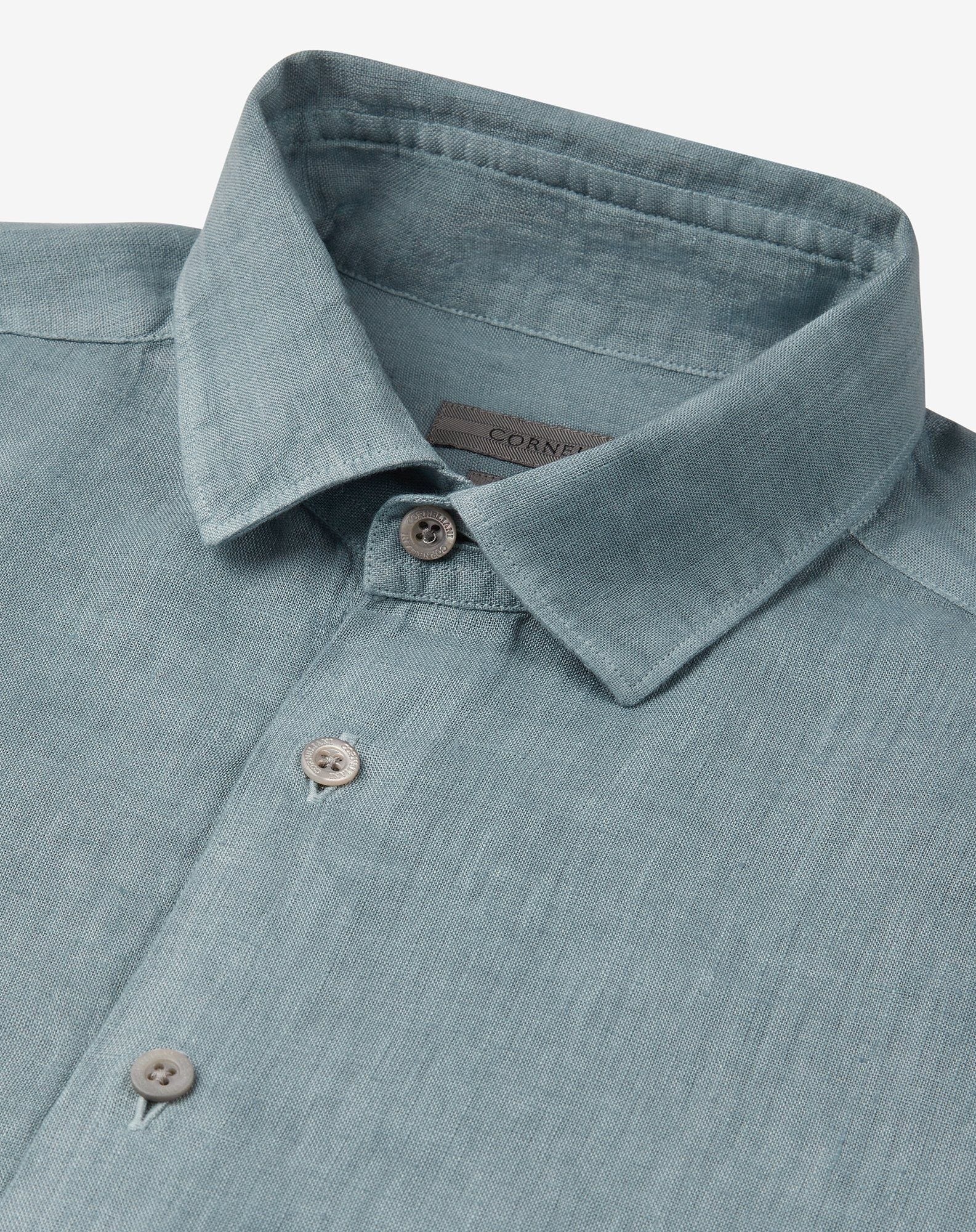 Aqua green linen shirt - 4