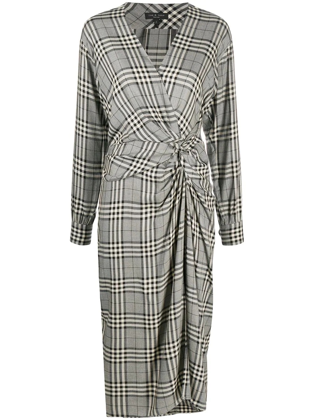 check-pattern wrap dress - 1