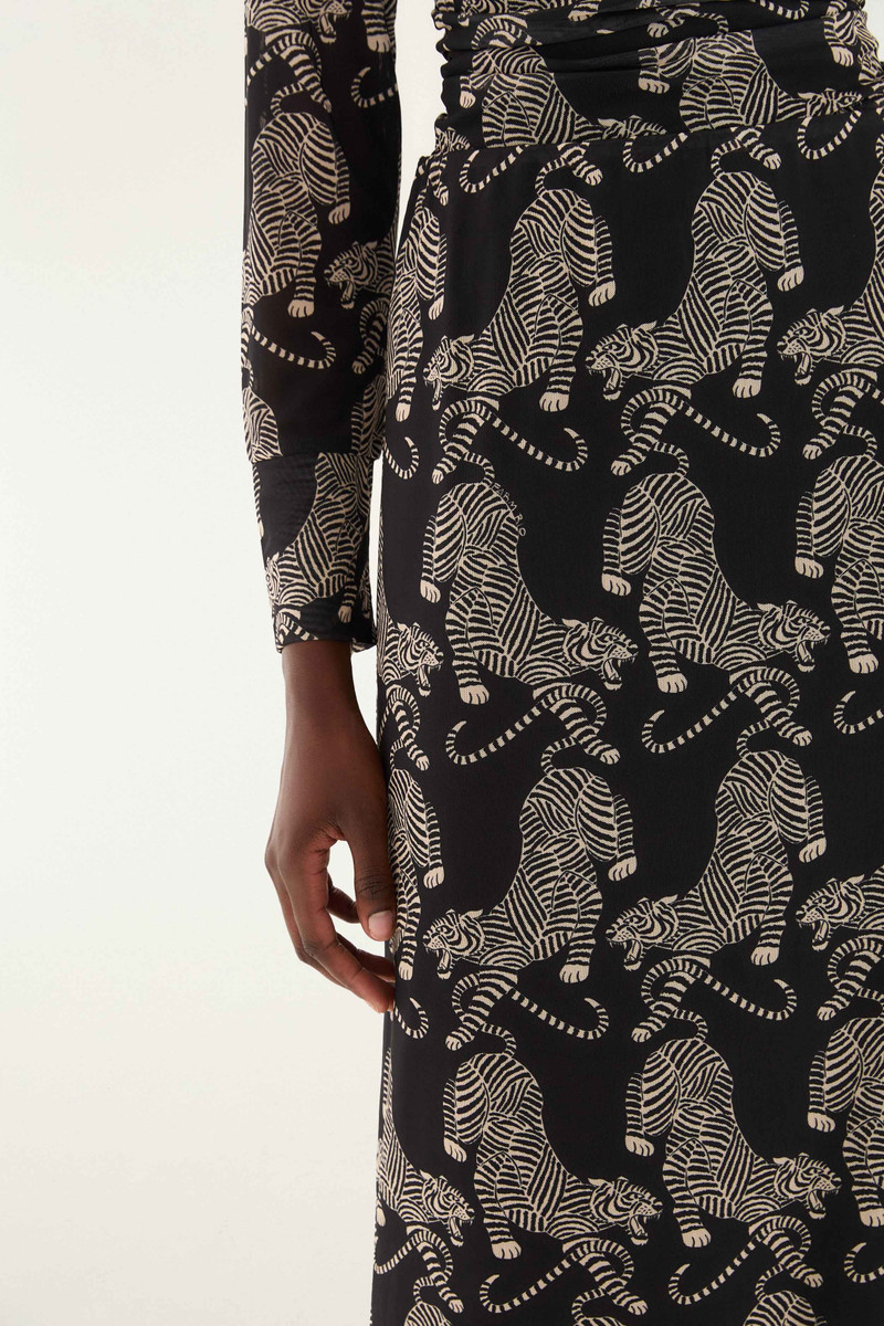 Black Striped Tigers Tulle Maxi Skirt 4