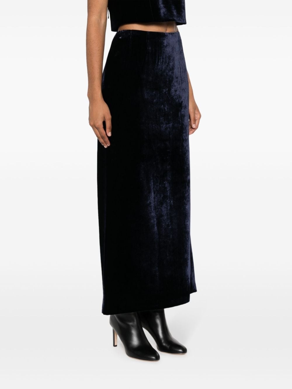 zip-embellished velvet maxi skirt - 4