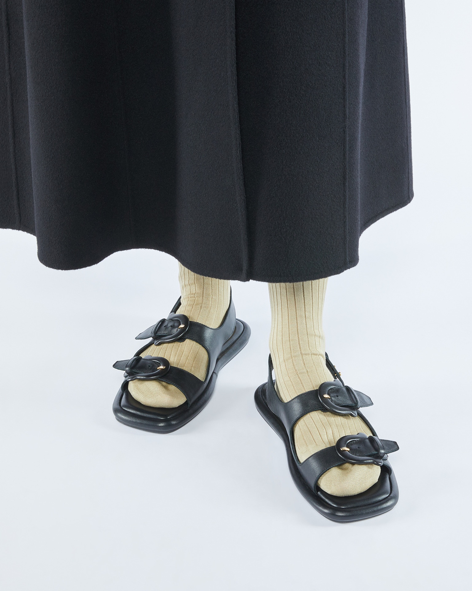 EKEMMA - Leather slingback sandals - Black - 8