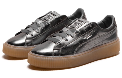 (WMNS) PUMA Basket Platform Luxe 'Silver' 366687-01 - 3
