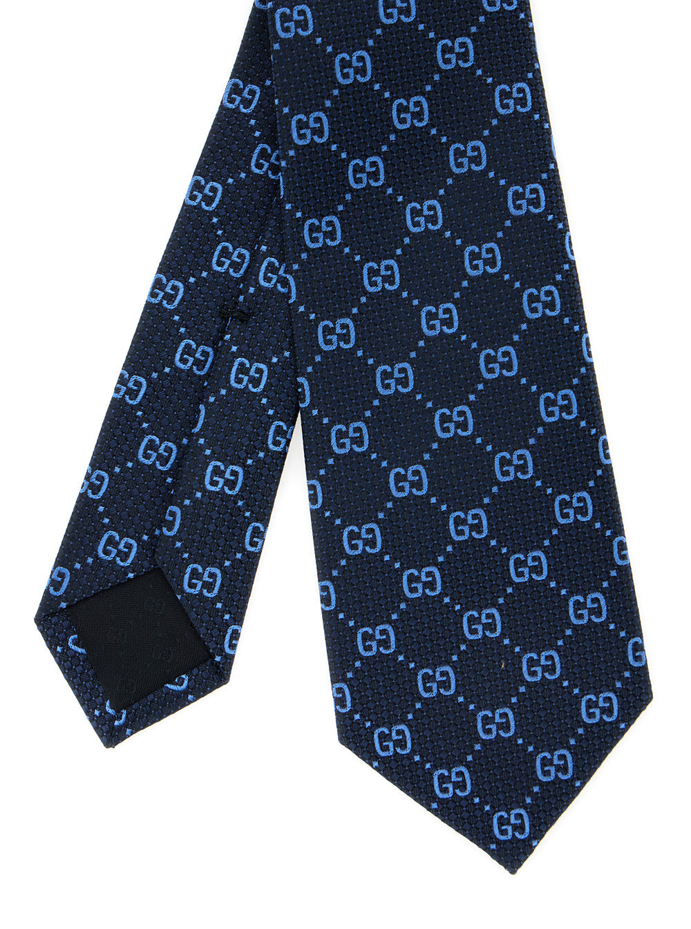 Gucci Men Blue Tie With Gg All-Over Motif In Silk Man - 2