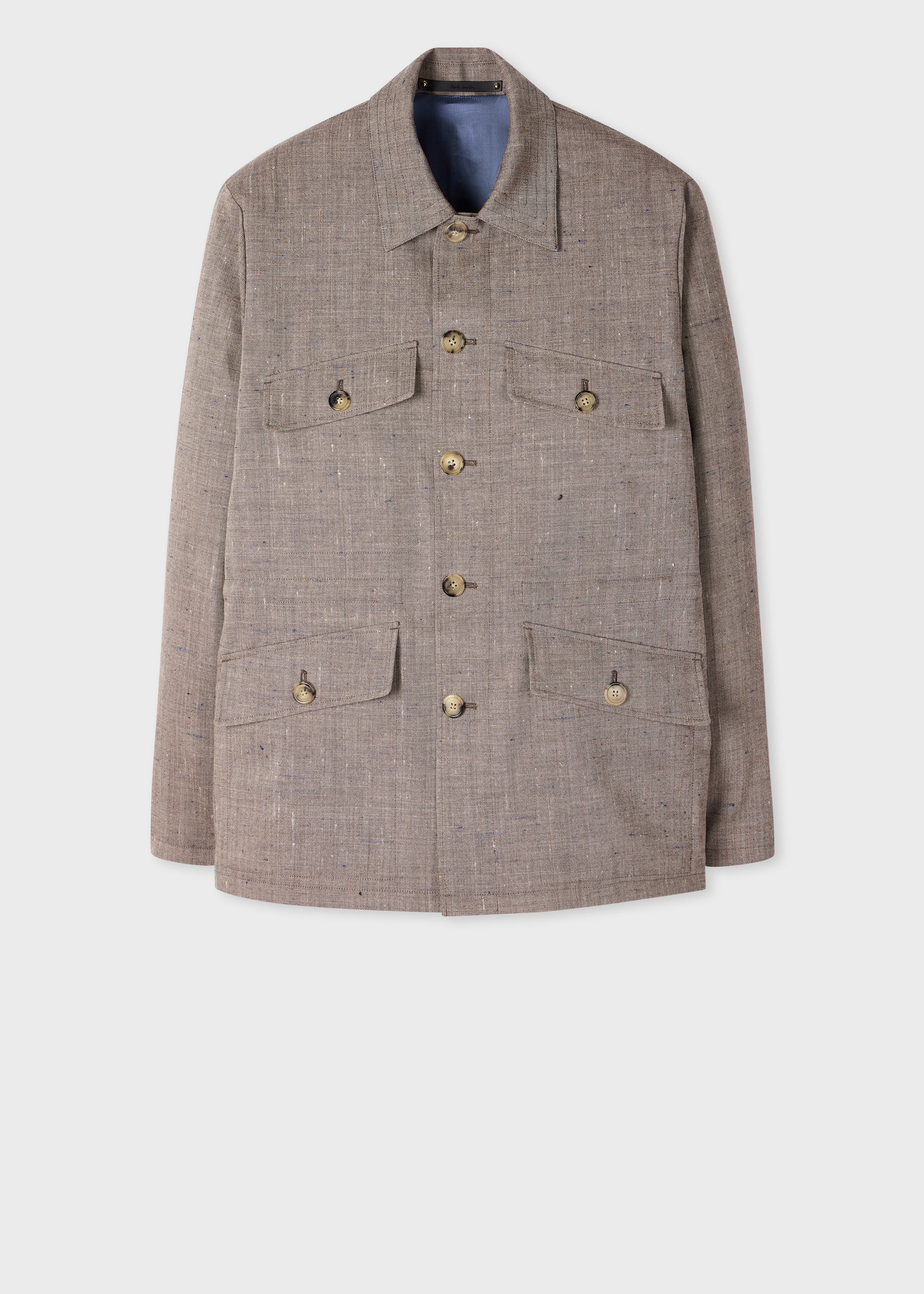 Beige Flecked Wool-Viscose Field Jacket - 1