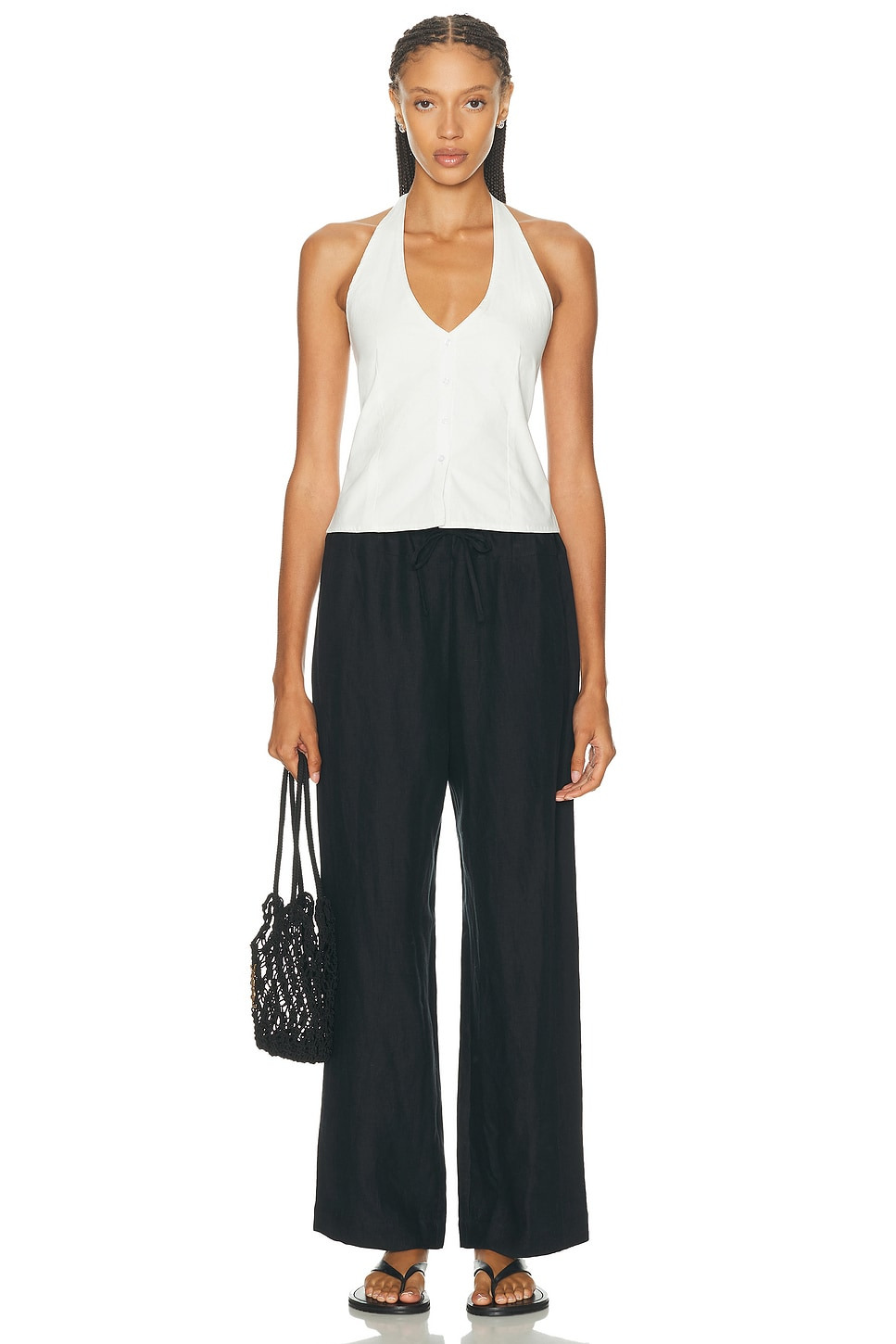 Double Waist Linen Pant - 5