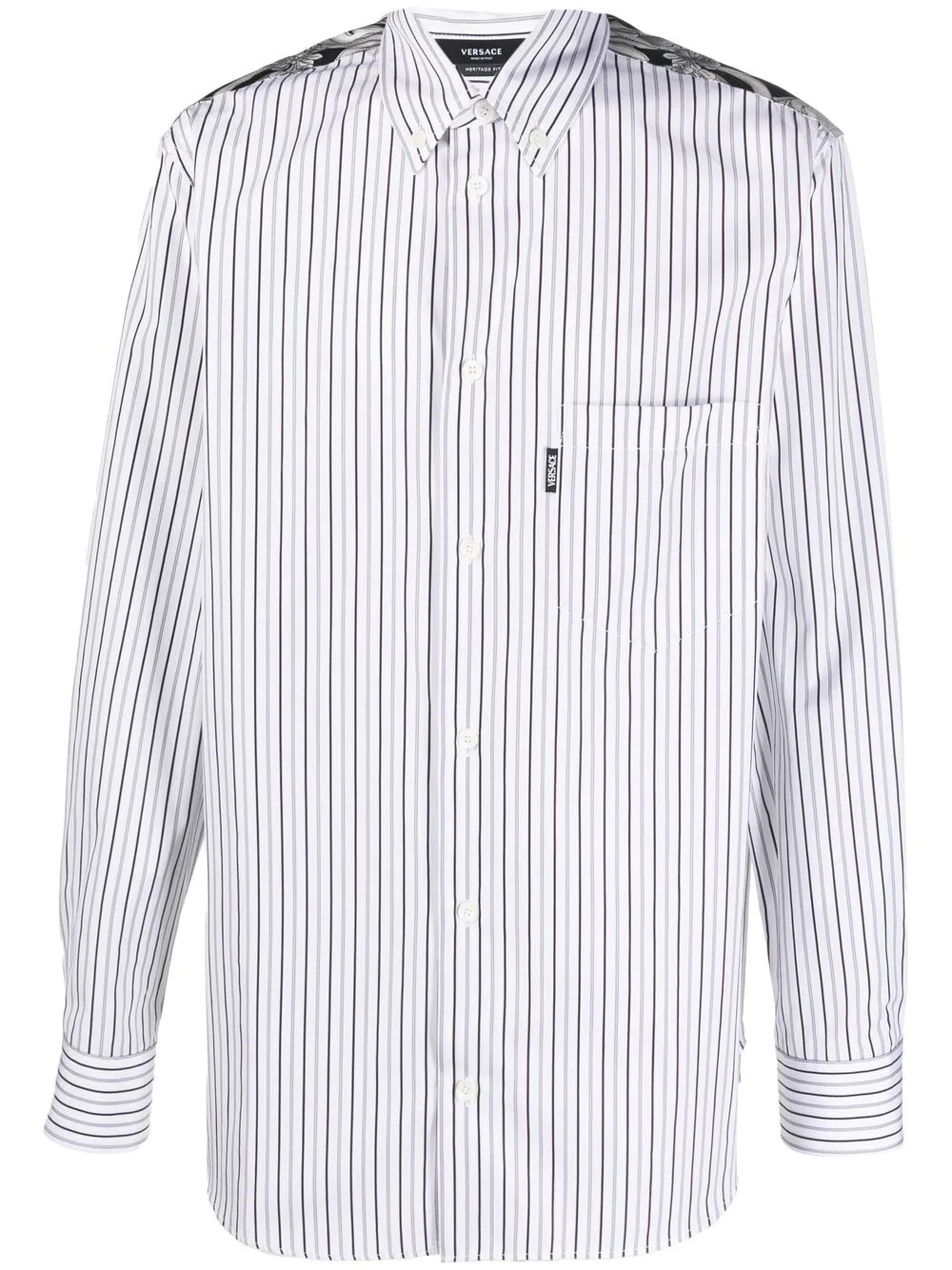 Medusa panel pinstripe shirt - 1