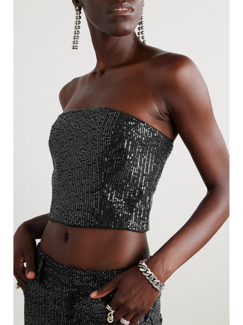 Emili Strapless Sequined Denim Top 4