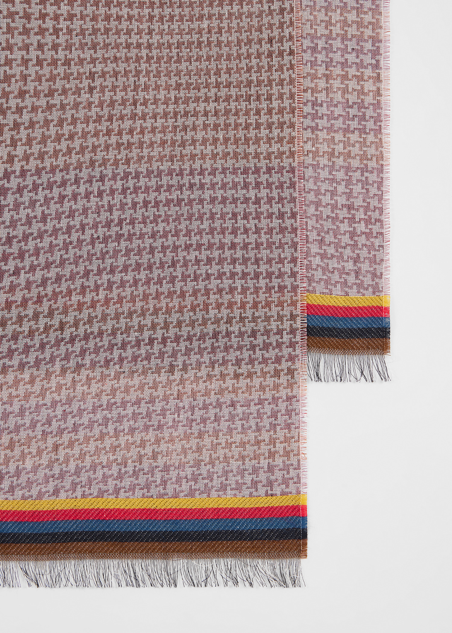 Orange Cotton-Blend Optic Houndstooth Scarf - 2