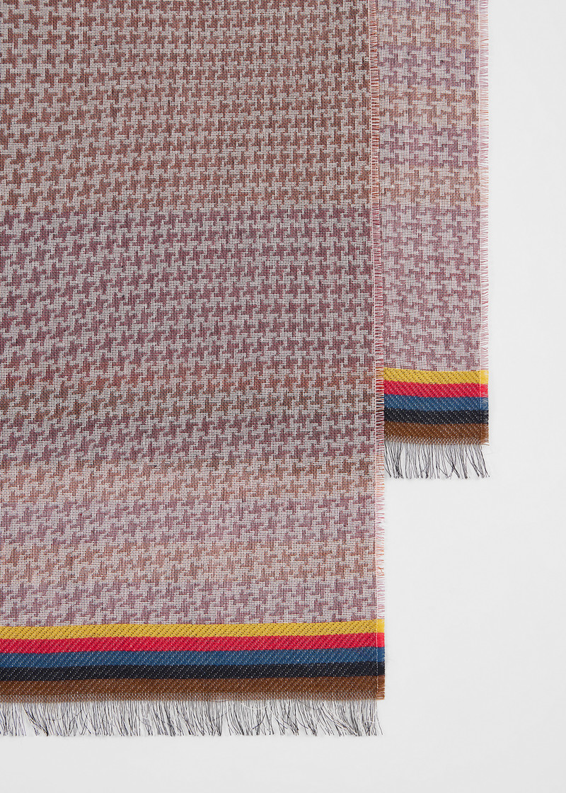 Paul Smith Orange Cotton-Blend Optic Houndstooth Scarf outlook